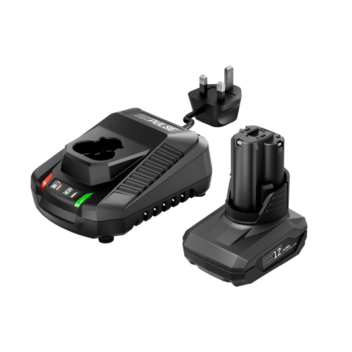 Draper DXPULSE 12V Brushless Impact Wrench Kit 3/8" Sq. Dr. 1 x 5.0Ah Battery 1 x Fast Charger 27960  White Rose Tools