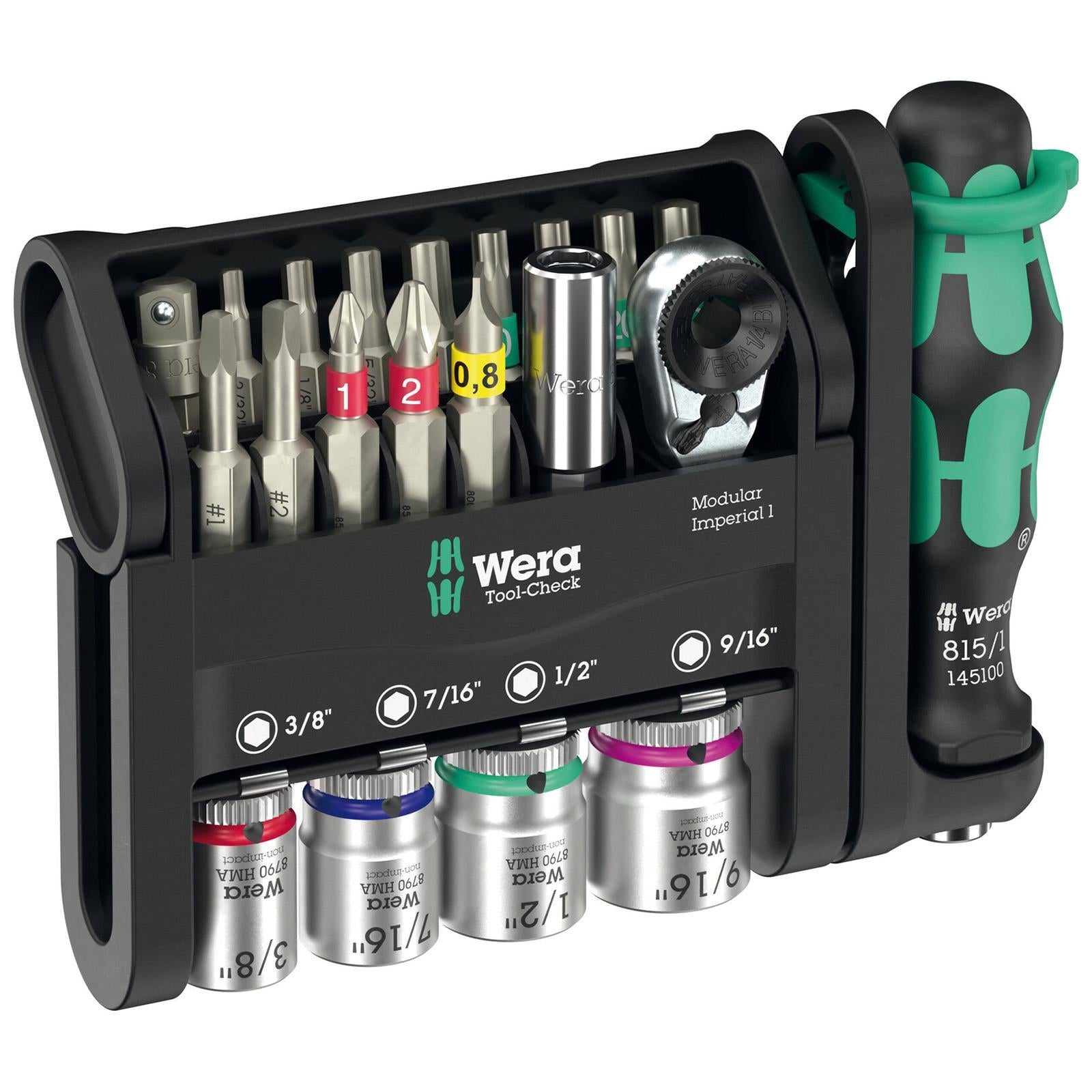 Wera Screwdriver Bits Bit Holder and Socket Set Tool Check Modular Imperial 1 21 Pieces