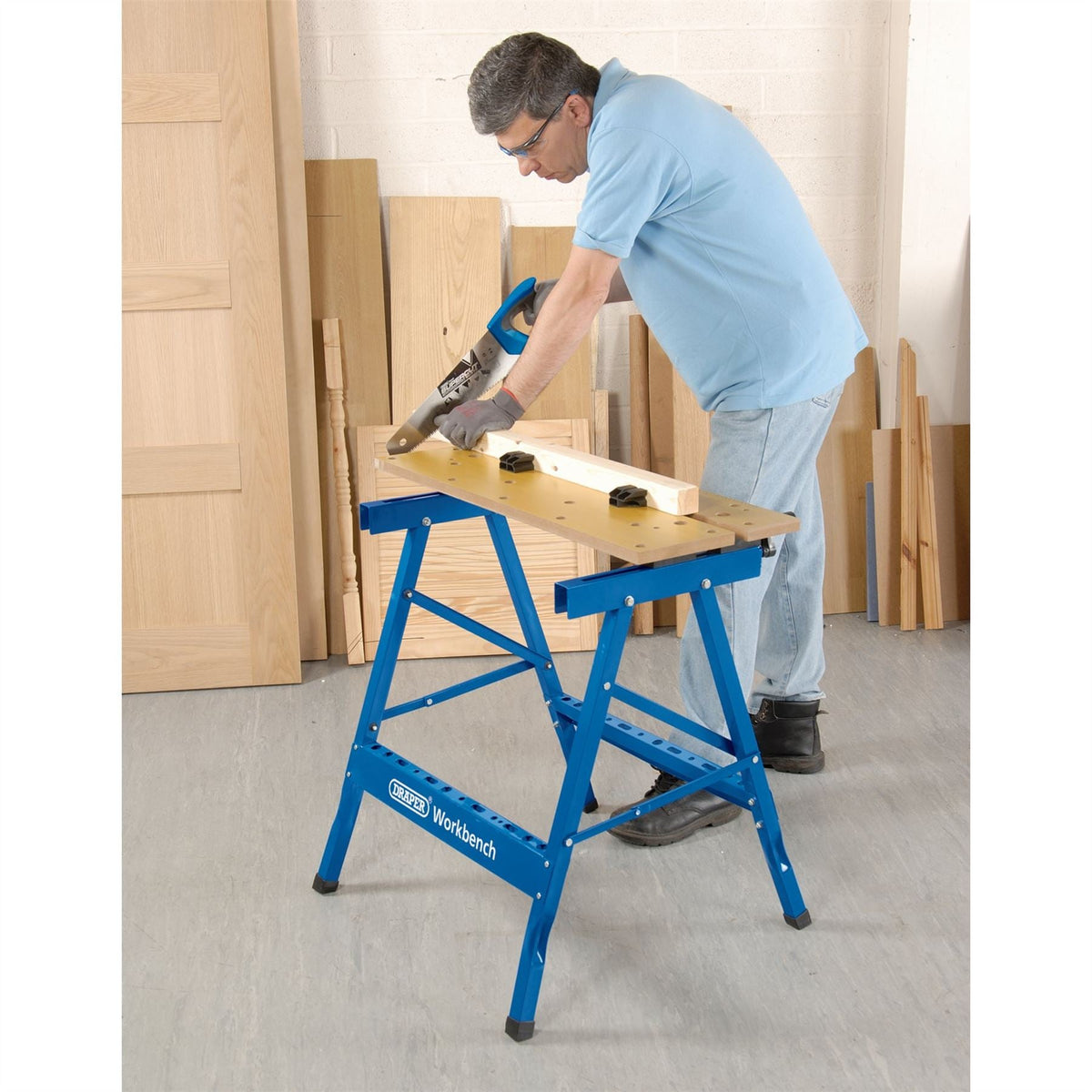 Draper Fold Down Workbench 800 x 800 x 655mm 21353  White Rose Tools