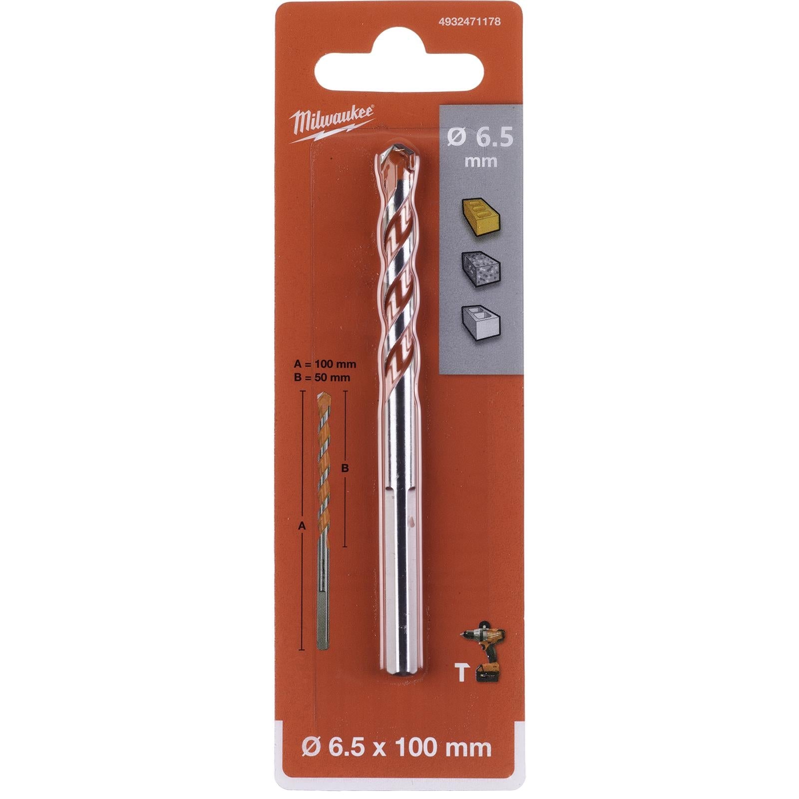 Milwaukee Premium Concrete Masonry Drill Bits 3 Flat Shank Hammer and Rotary 