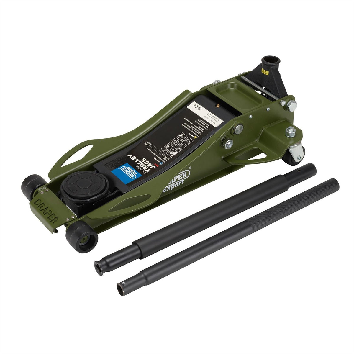 Draper Expert Professional Low Profile Fast Lift Garage Trolley Jack 3 Tonne Green 23817  White Rose Tools