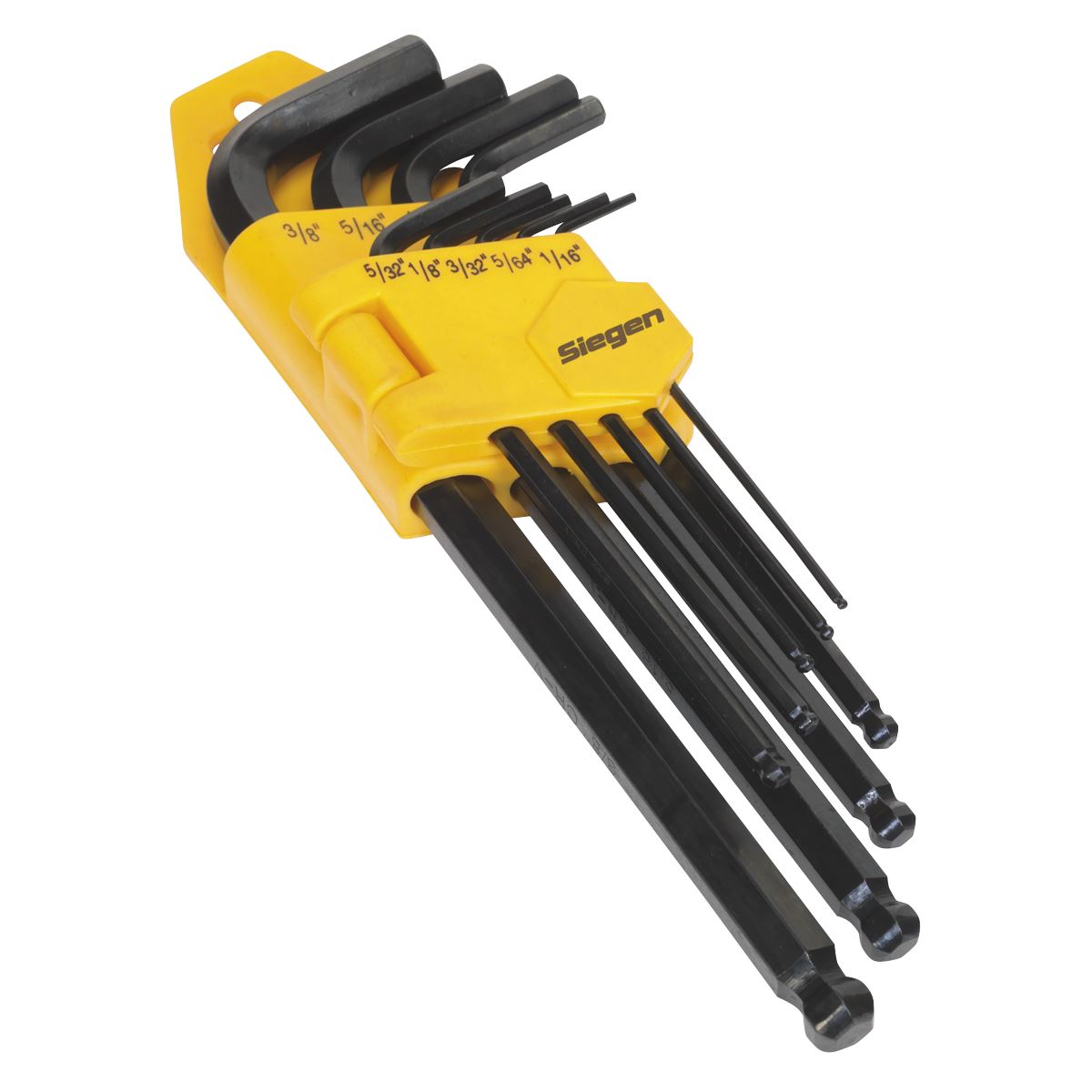 WRT Siegen Hex Key Set Ball-End Long Imperial Measurement Allen Work Tool 9pc