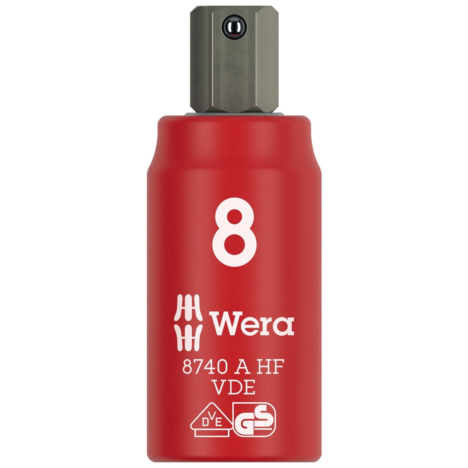 Wera VDE Zyklop Hex Bit Socket 1000V Holding Function 1/4" Drive 8740 A VDE HF 3-8mm - Choose Size  White Rose Tools