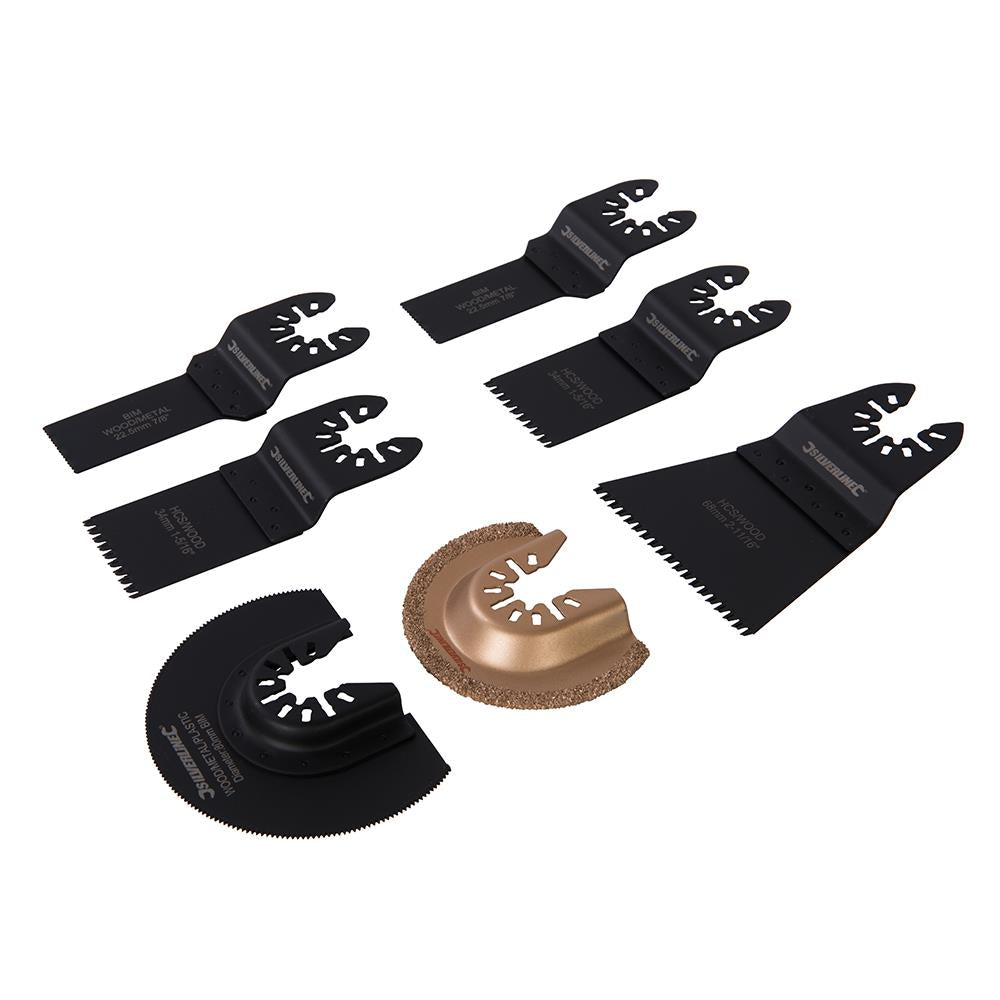 Silverline 7 Piece Multi Tool Cutting Set Wood Metal Plastic Tile HCS Blade Tungsten