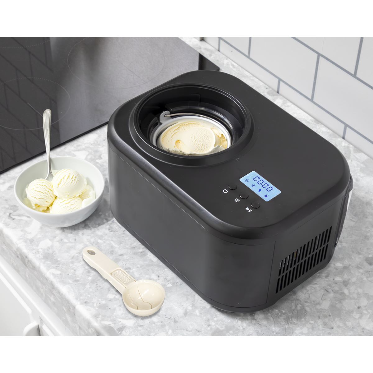 Baridi Automatic Churning Ice Cream Machine 1L - Black