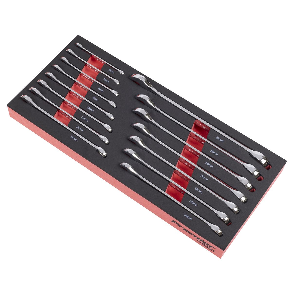 Sealey Premier Combination Spanner Set with Tool Tray 15pc  White Rose Tools