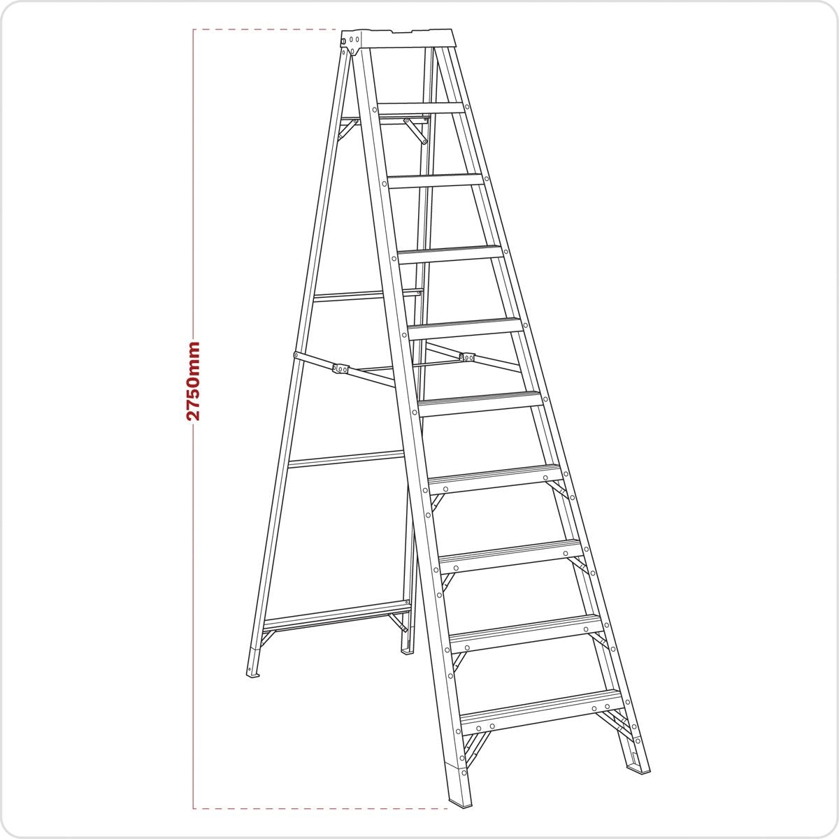 Sealey Fibreglass Step Ladder 9-Tread EN 131 