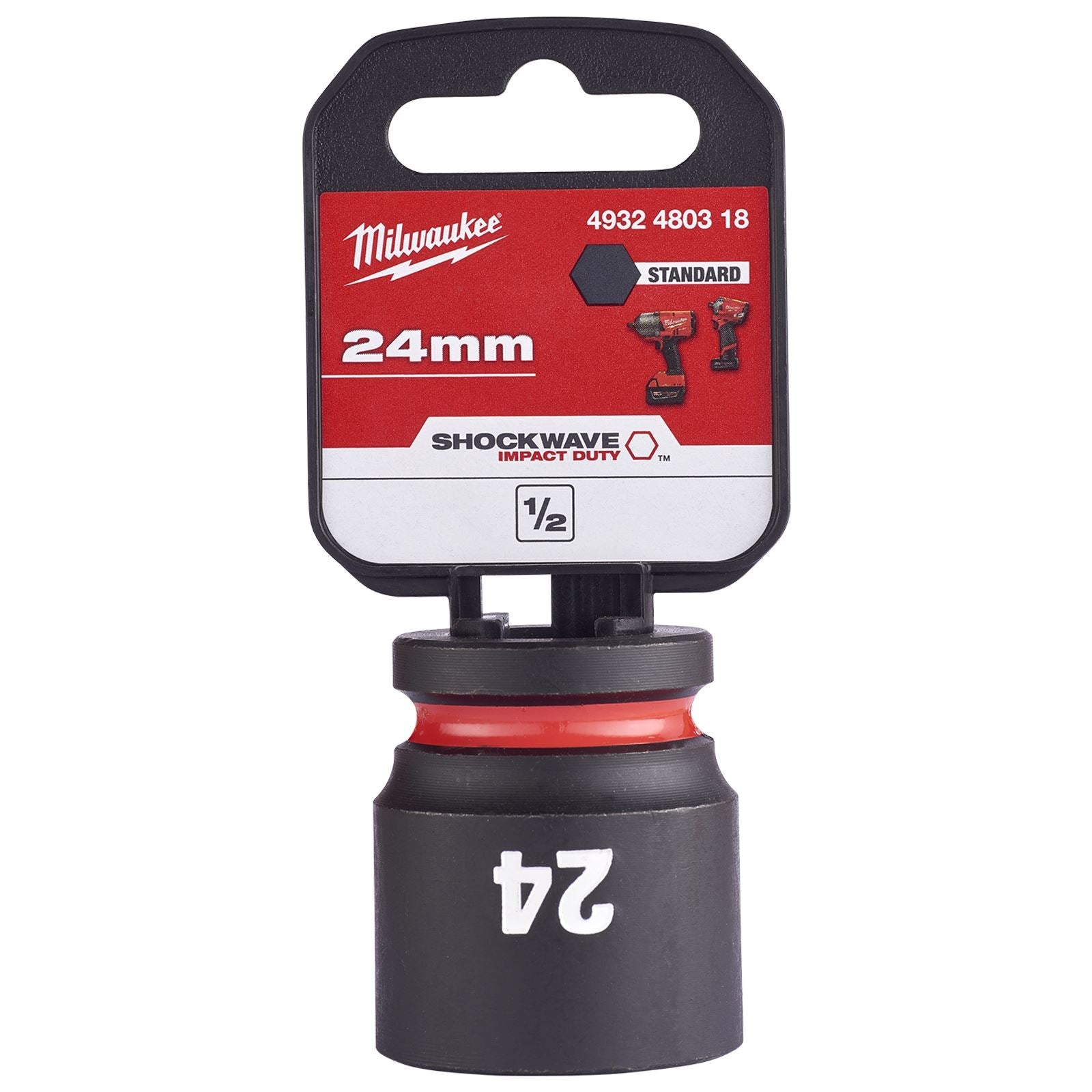 Milwaukee Impact Sockets Standard 1/2" Drive 8-32mm SHOCKWAVE Impact Duty 
