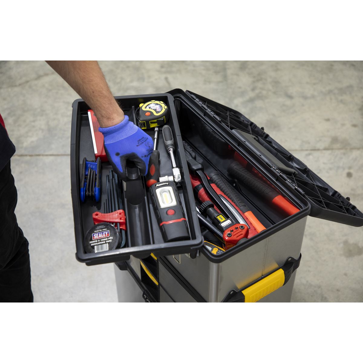 Sealey Mobile Stainless Steel/Composite Toolbox - 3 Compartment 