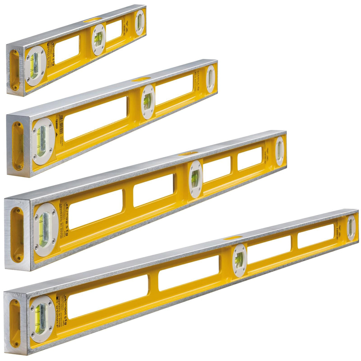 STABILA Type 83 S Spirit Level 3 Vials Aluminium Profile - Choose Size  White Rose Tools
