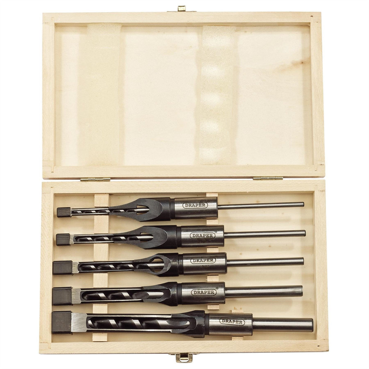 Draper Hollow Square Mortice Chisel and Bit Set (5 Piece) 40406  White Rose Tools