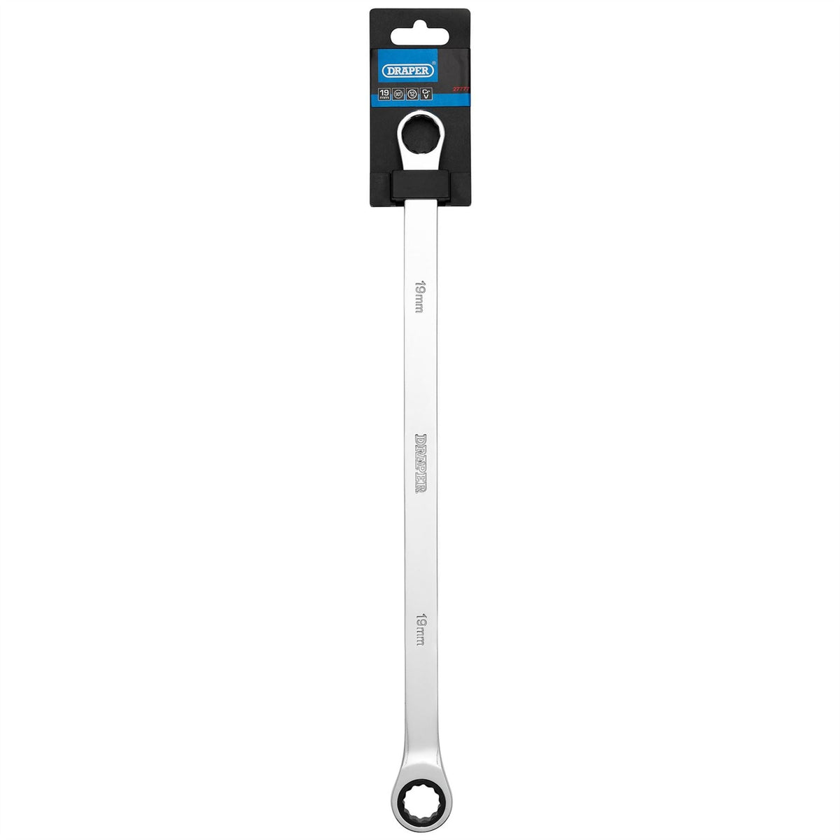 Draper HI-TORQ® Metric Extra-Long Double Ring Ratchet Spanner 19mm 27777  White Rose Tools