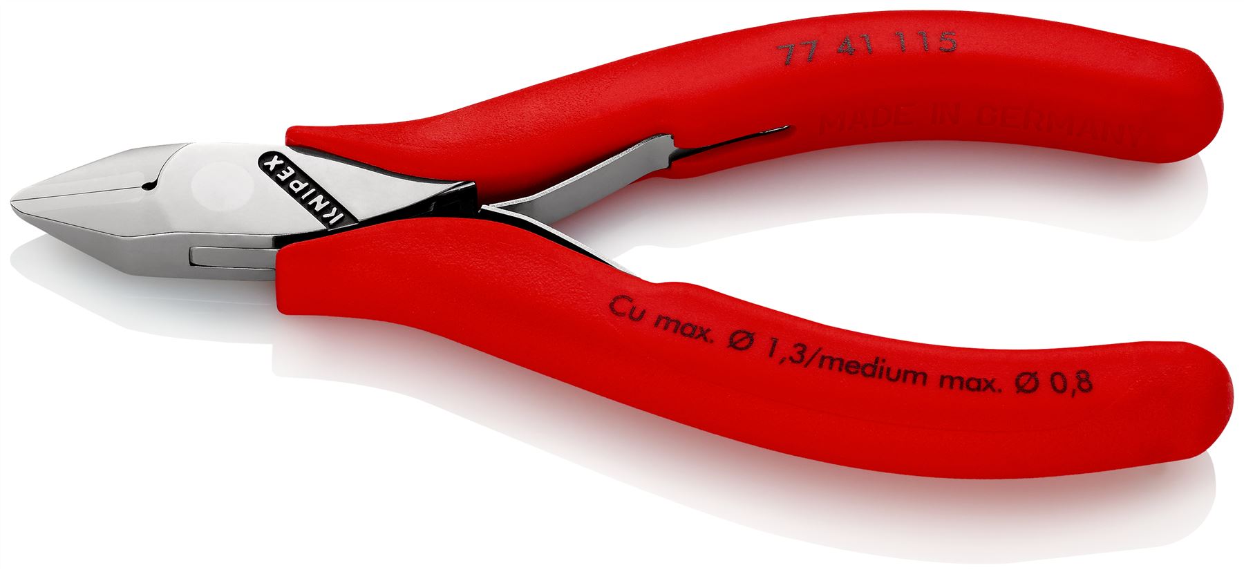 KNIPEX Electronics Diagonal Cutter Pliers Pointed Head without Bevel 115mm Multi Component Grips 77 41 115