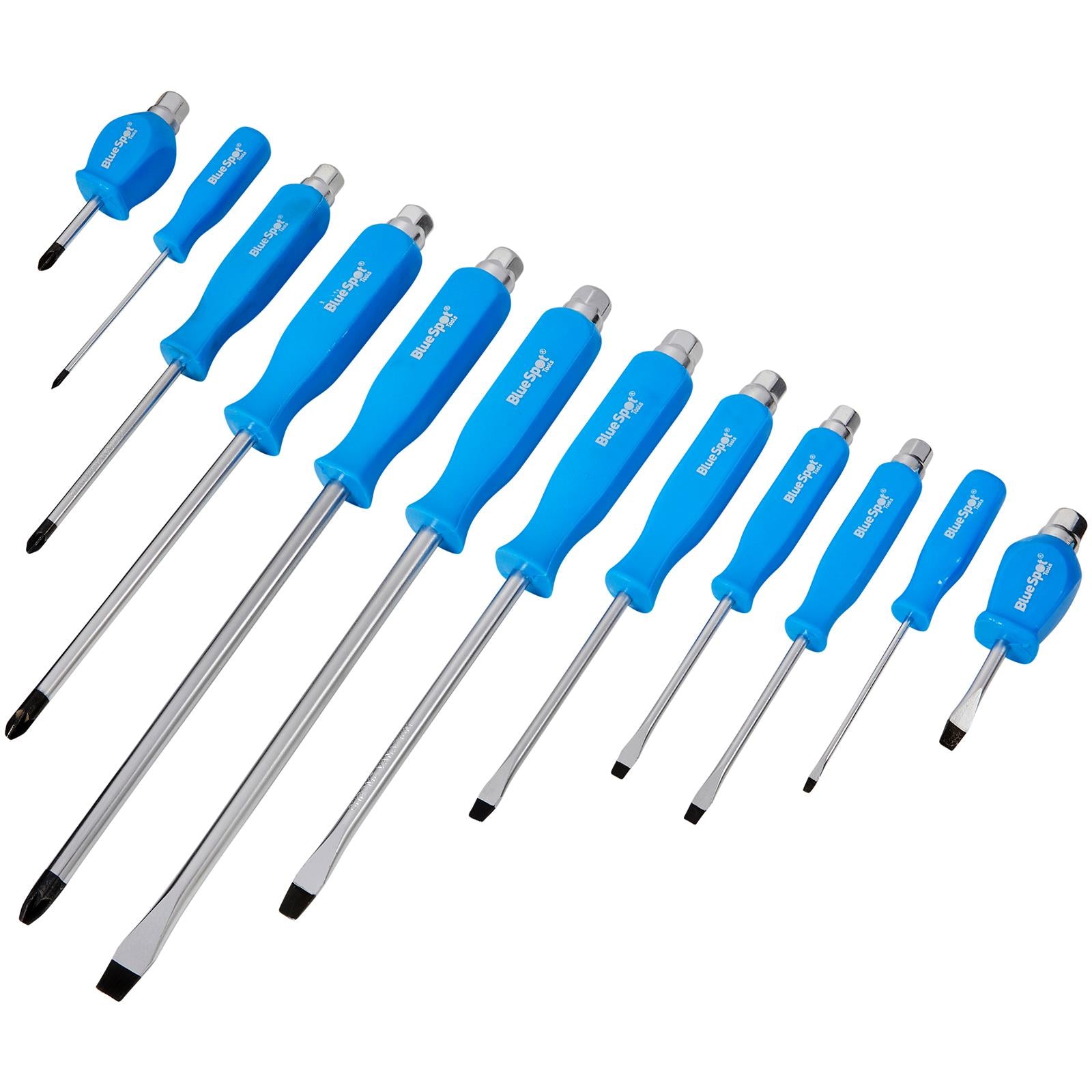 BlueSpot Screwdriver Set with Hex Bolster 12 Piece Magnetic Tips