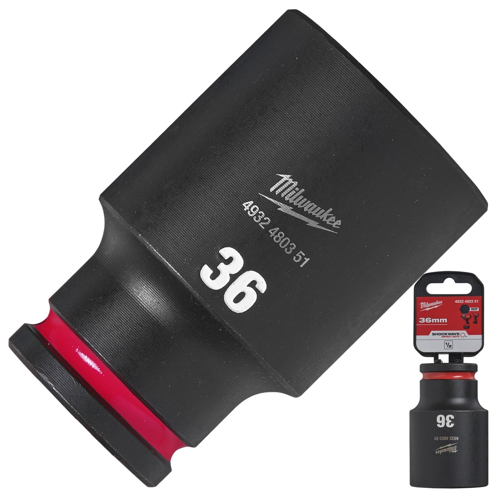 Milwaukee Impact Sockets Deep 1/2" Drive 8-36mm SHOCKWAVE Impact Duty 