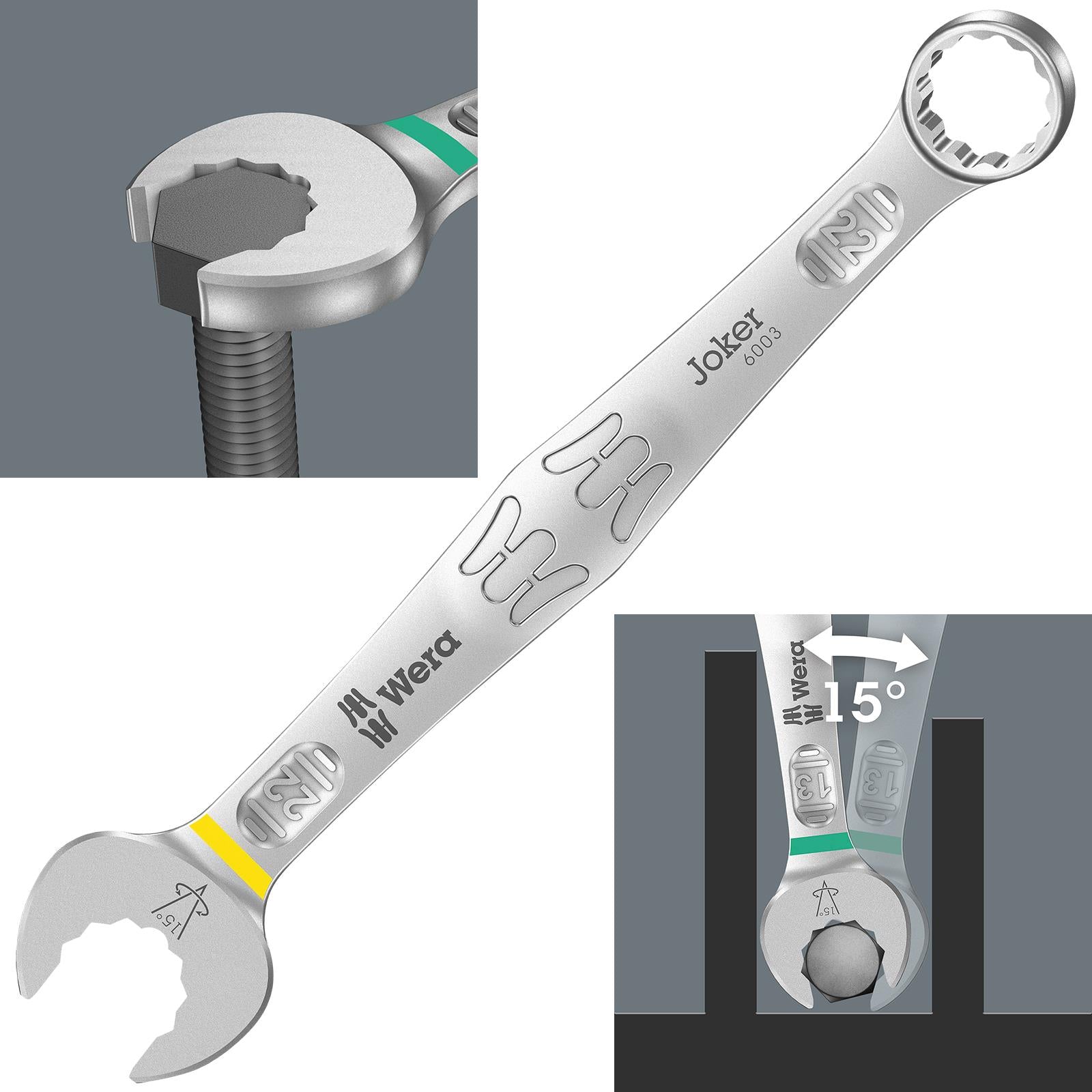 Wera 6003 Joker Combination Spanner Wrench Open End Ring Metric