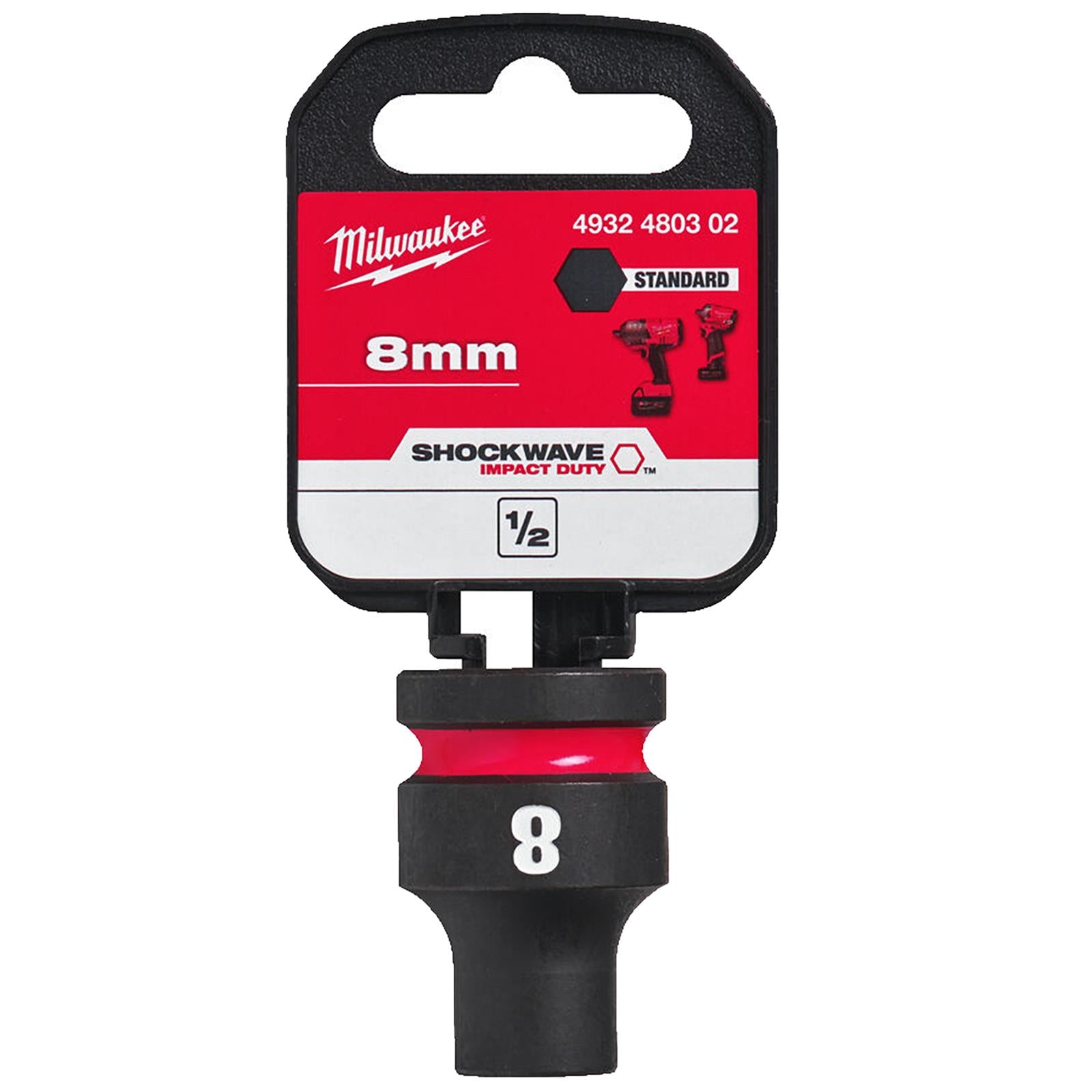 Milwaukee Impact Sockets Standard 1/2" Drive 8-32mm SHOCKWAVE Impact Duty 