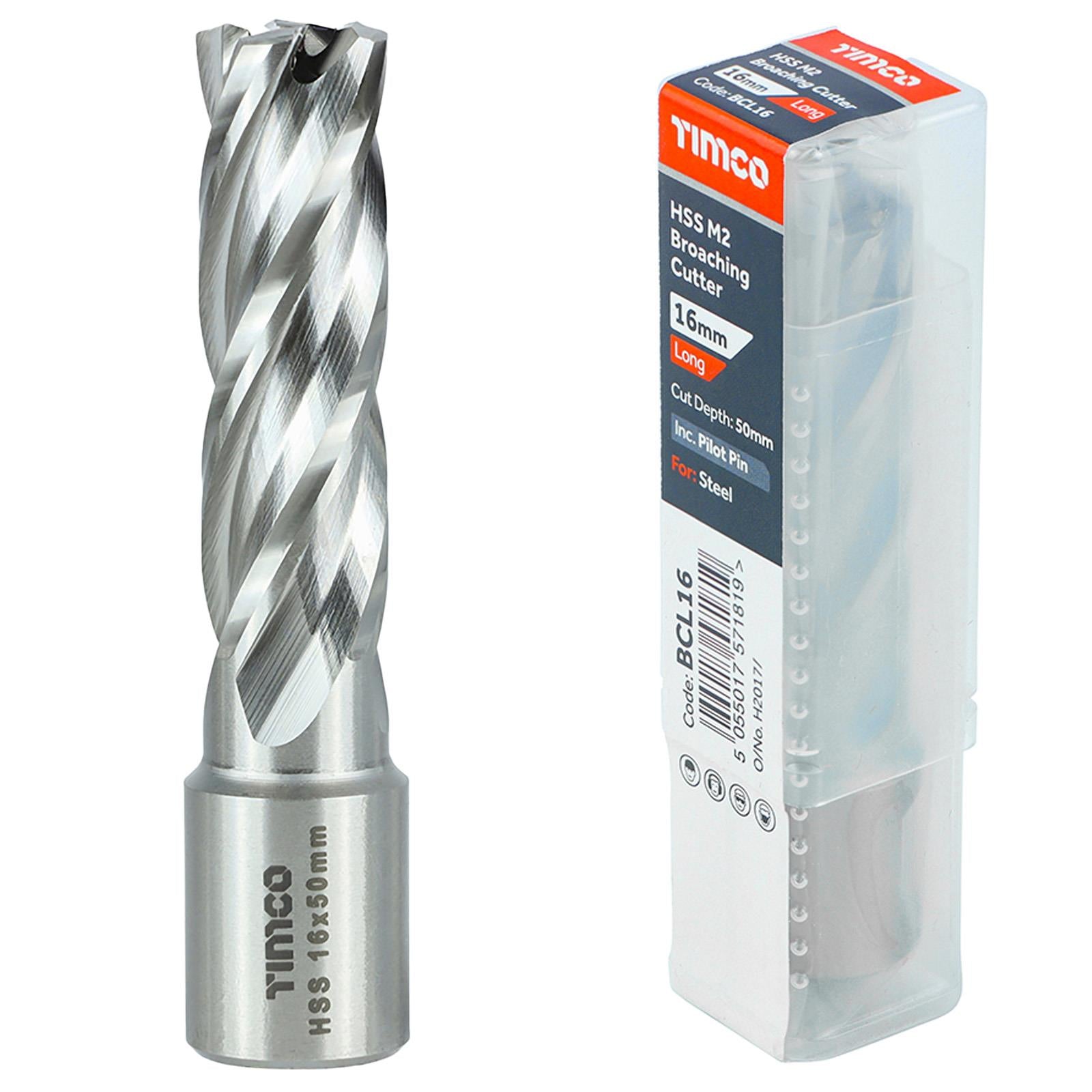 TIMCO Broaching Cutters M2 HSS Steel Mag Drill Bit and Replacement Pilot Pins - Choose Size