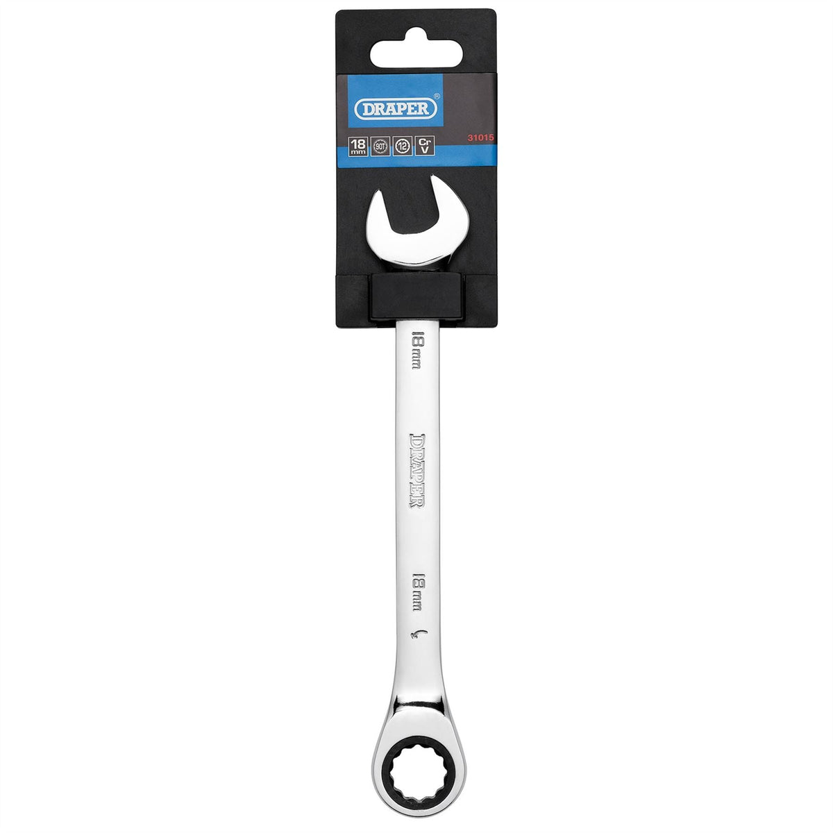 Draper Metric Ratcheting Combination Spanner 18mm 31015  White Rose Tools
