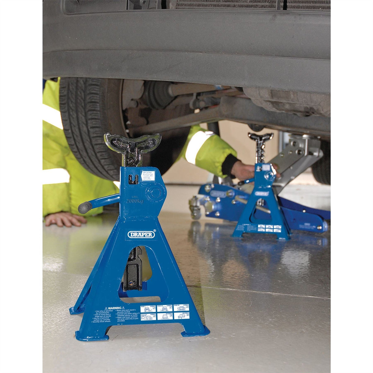 Draper Ratchet Axle Stands 2 Tonne (Pair) 30878  White Rose Tools