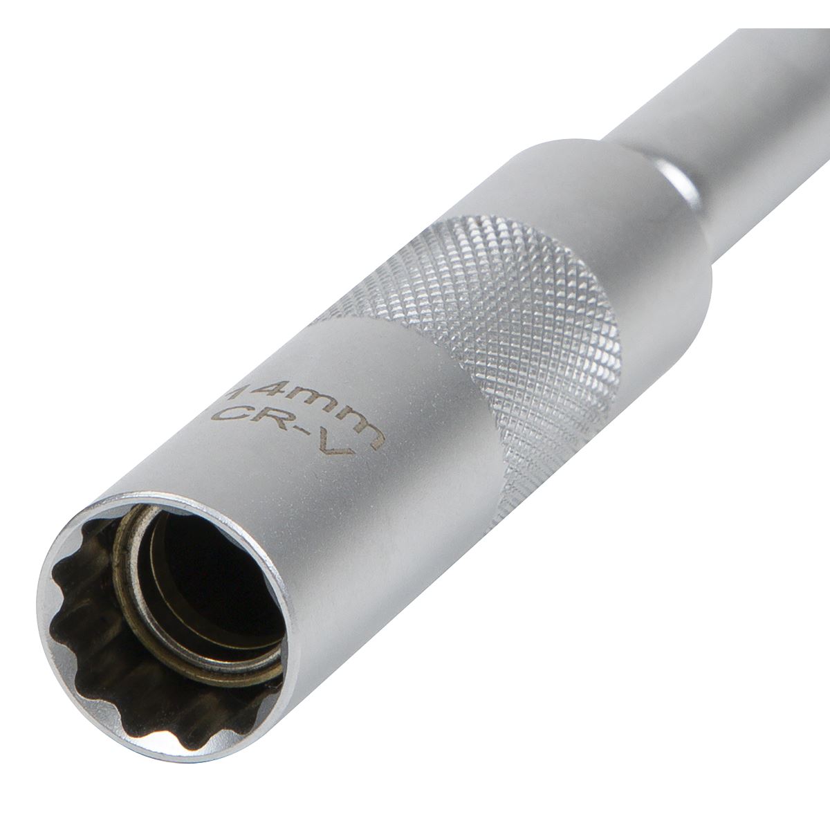 Sealey Spark Plug Socket with Universal Joint & Extension 3/8"Sq Drive 12-Point 14mm  White Rose Tools