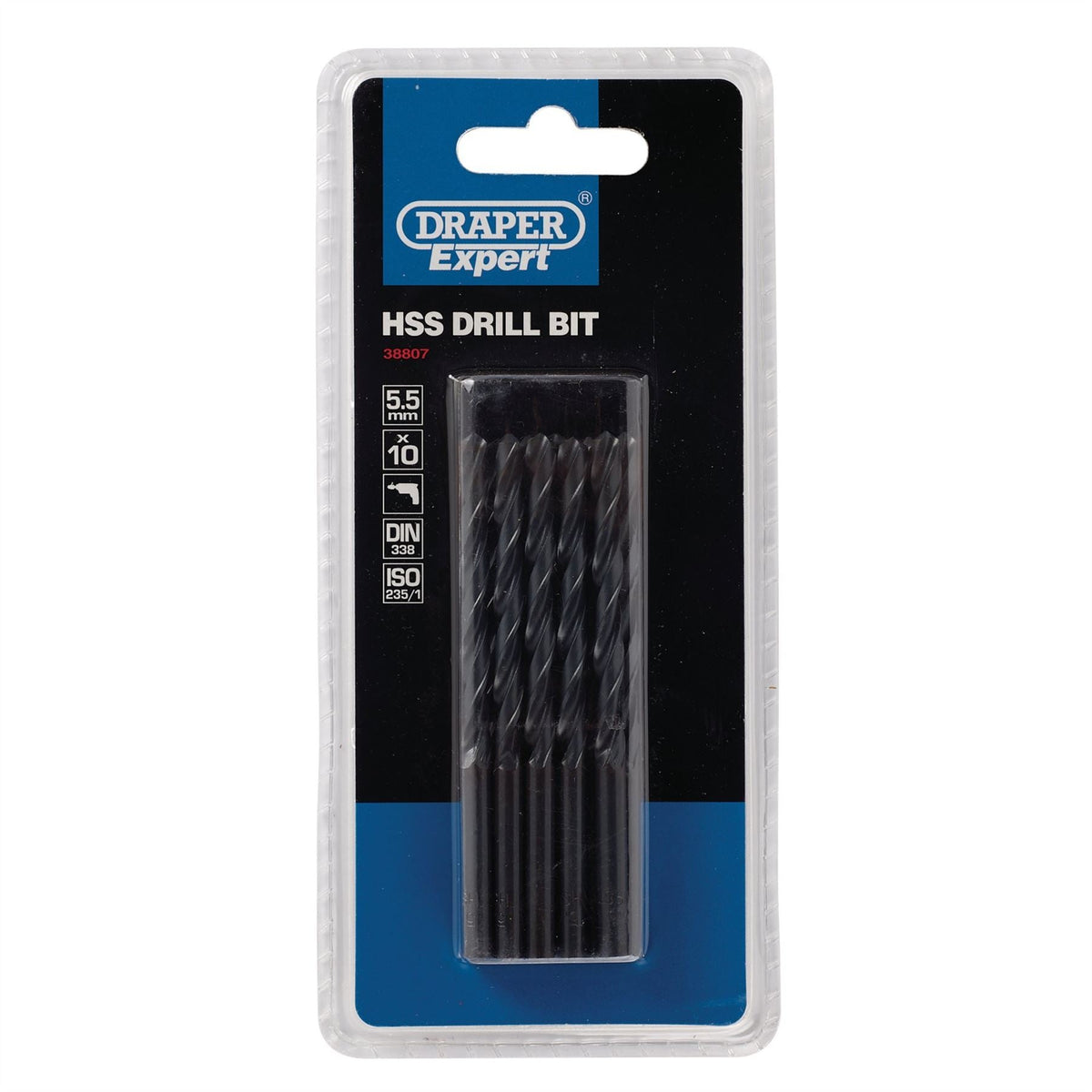 Draper Expert HSS Drill Bit 5.5 x 185mm (Pack of 10) 38807  White Rose Tools