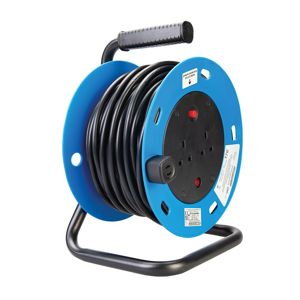 Powermaster Cable Reel Freestanding 13A 230V 2-Gang 25m 303754