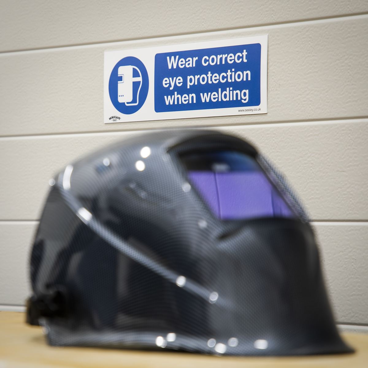 Worksafe by Sealey Mandatory Safety Sign - Wear Eye Protection When Welding - Self-Adhesive Vinyl