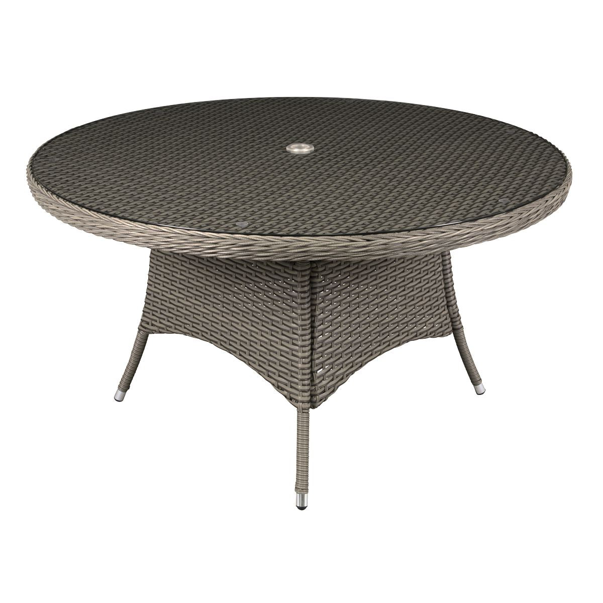 Dellonda Chester Rattan Wicker Outdoor Dining Table with Tempered Glass Top