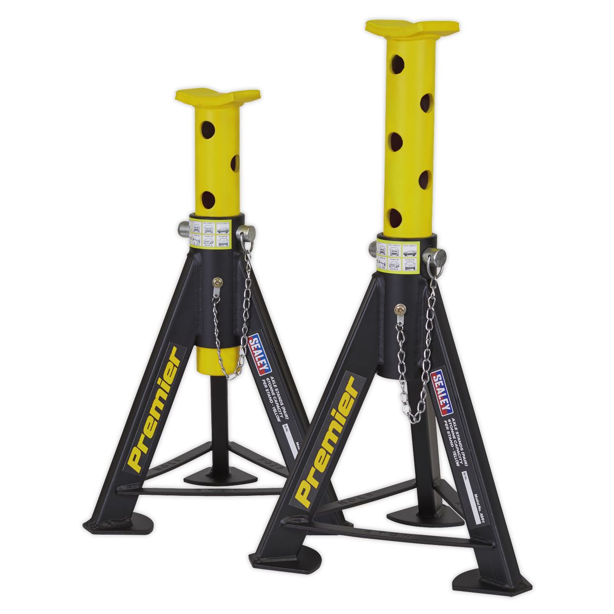 Sealey Premier Premier Axle Stands (Pair) 6 Tonne Capacity per Stand - Yellow 