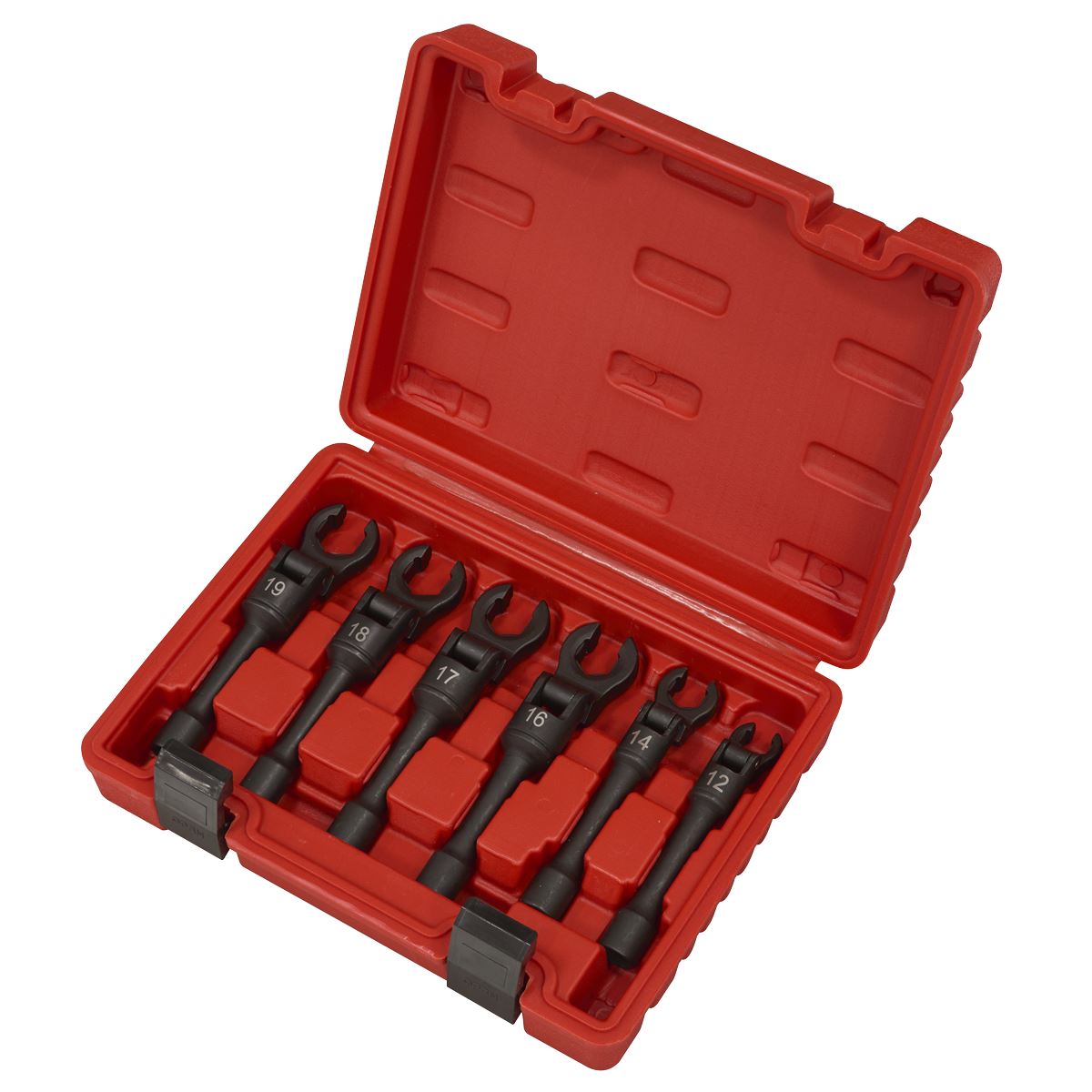 Sealey Flexi-Head Flare Nut Diesel Injection Wrench Set 6pc 3/8"Sq Drive  White Rose Tools