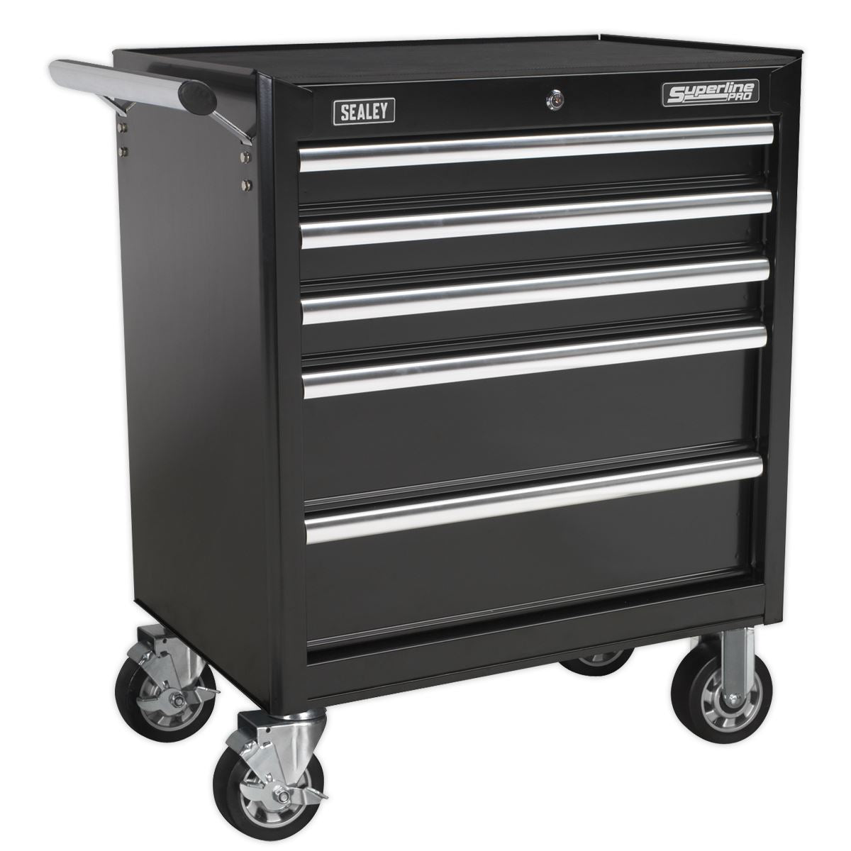 Sealey Superline Pro Topchest & Rollcab Combination 10 Drawer with Ball-Bearing Slides - Black with 148pc Tool Kit 