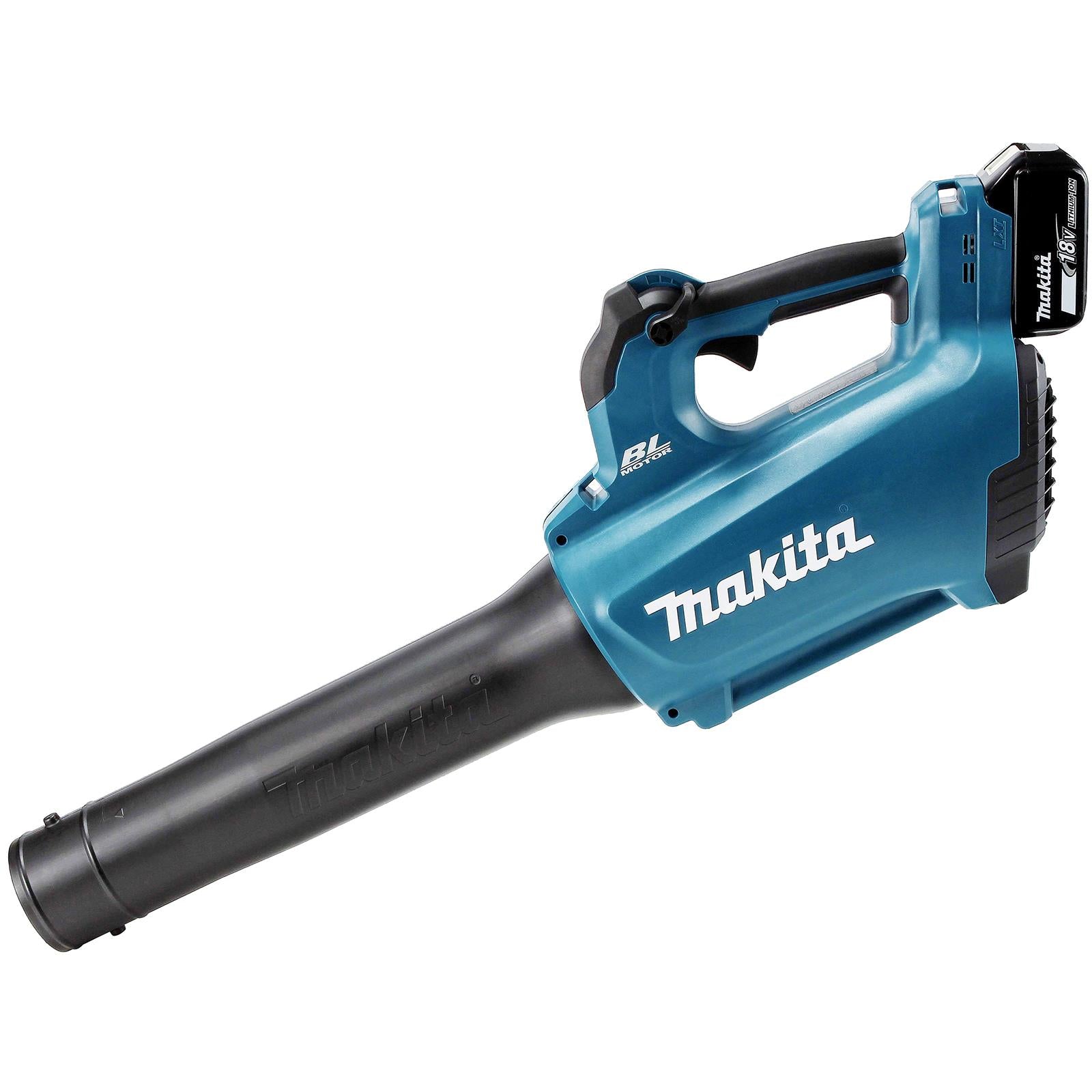 Makita Leaf Blower Kit 18V LXT 5Ah Battery and Charger Brushless Cordless 10.9N Garden Grass Clippings Construction DUB184RT