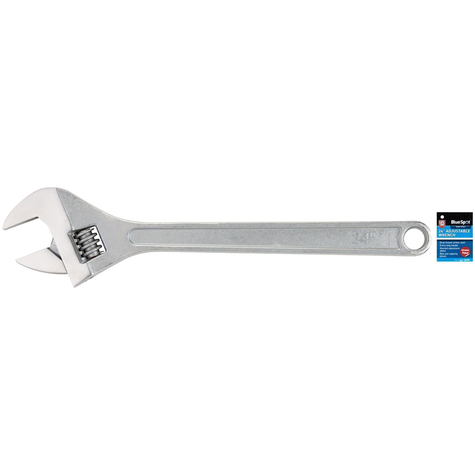 BlueSpot Adjustable Wrench 600mm 24in Jaw Capacity 62mm