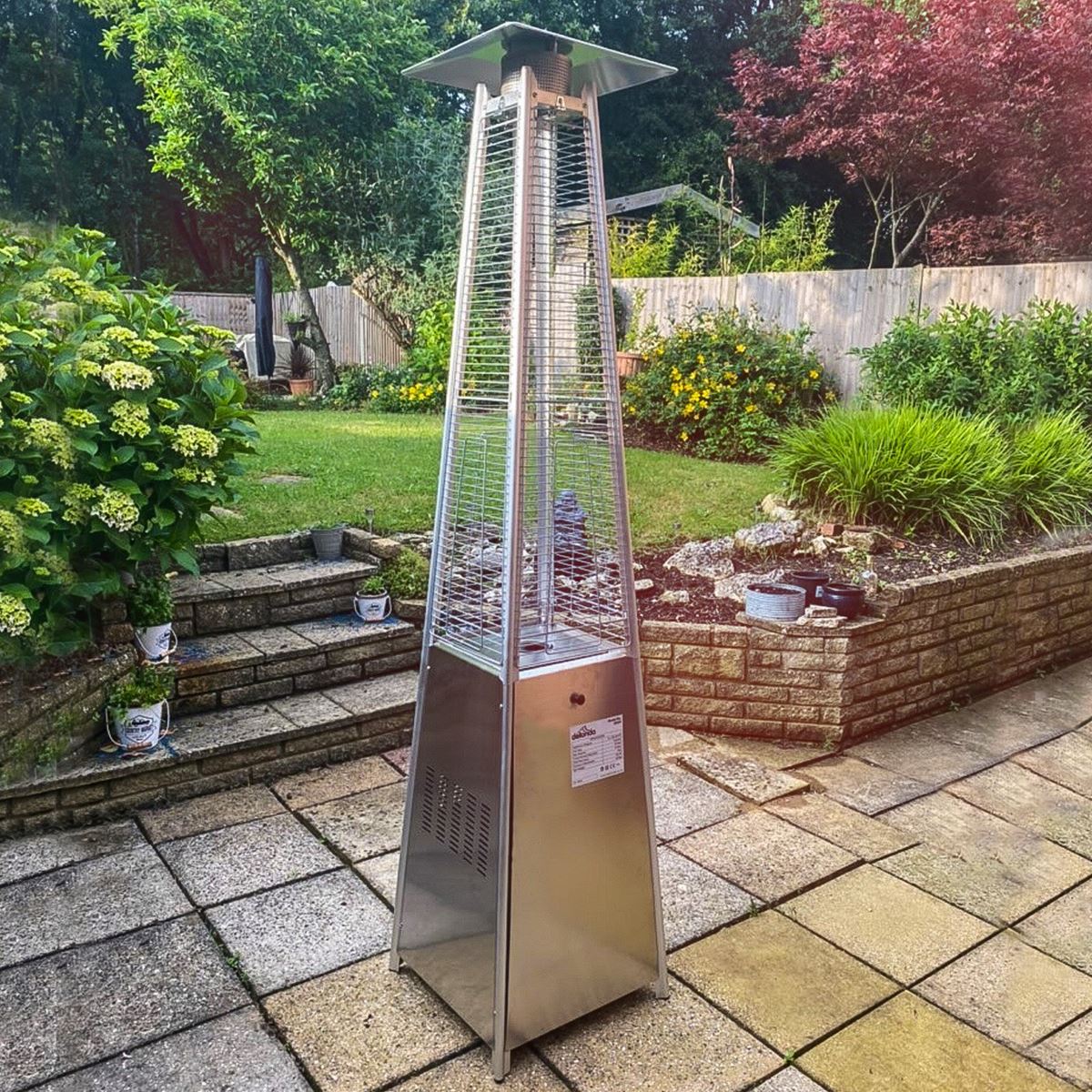 Dellonda 13kW Pyramid Gas Patio Heater 13kW Commercial/Garden Use - Stainless Steel
