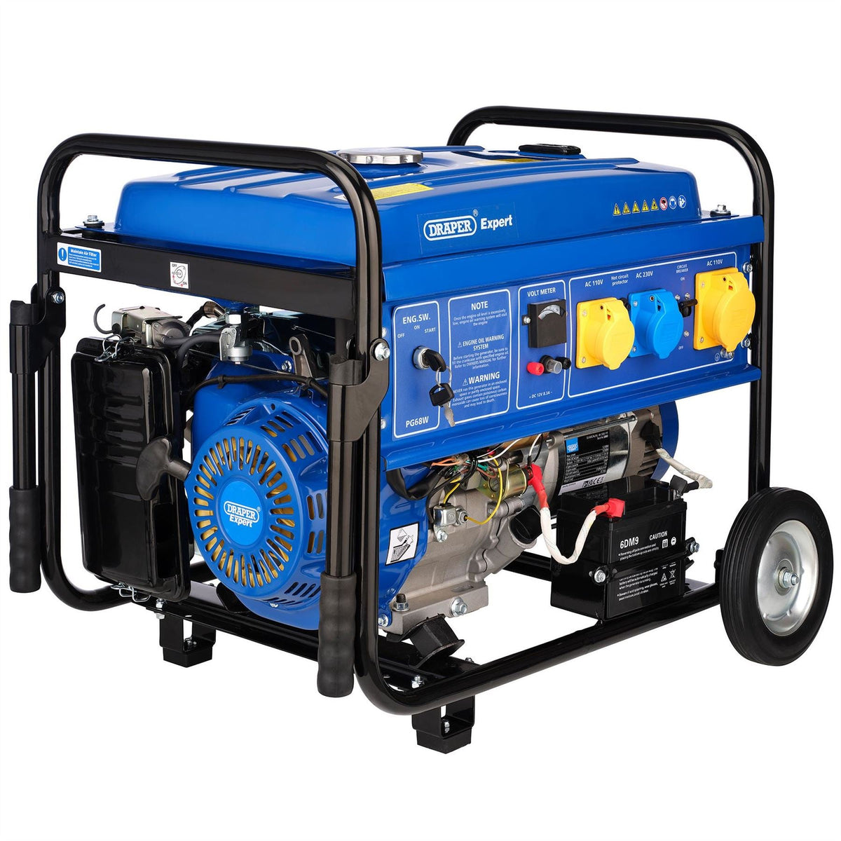 Draper Expert Petrol Generator with Wheels 6000W 16143  White Rose Tools