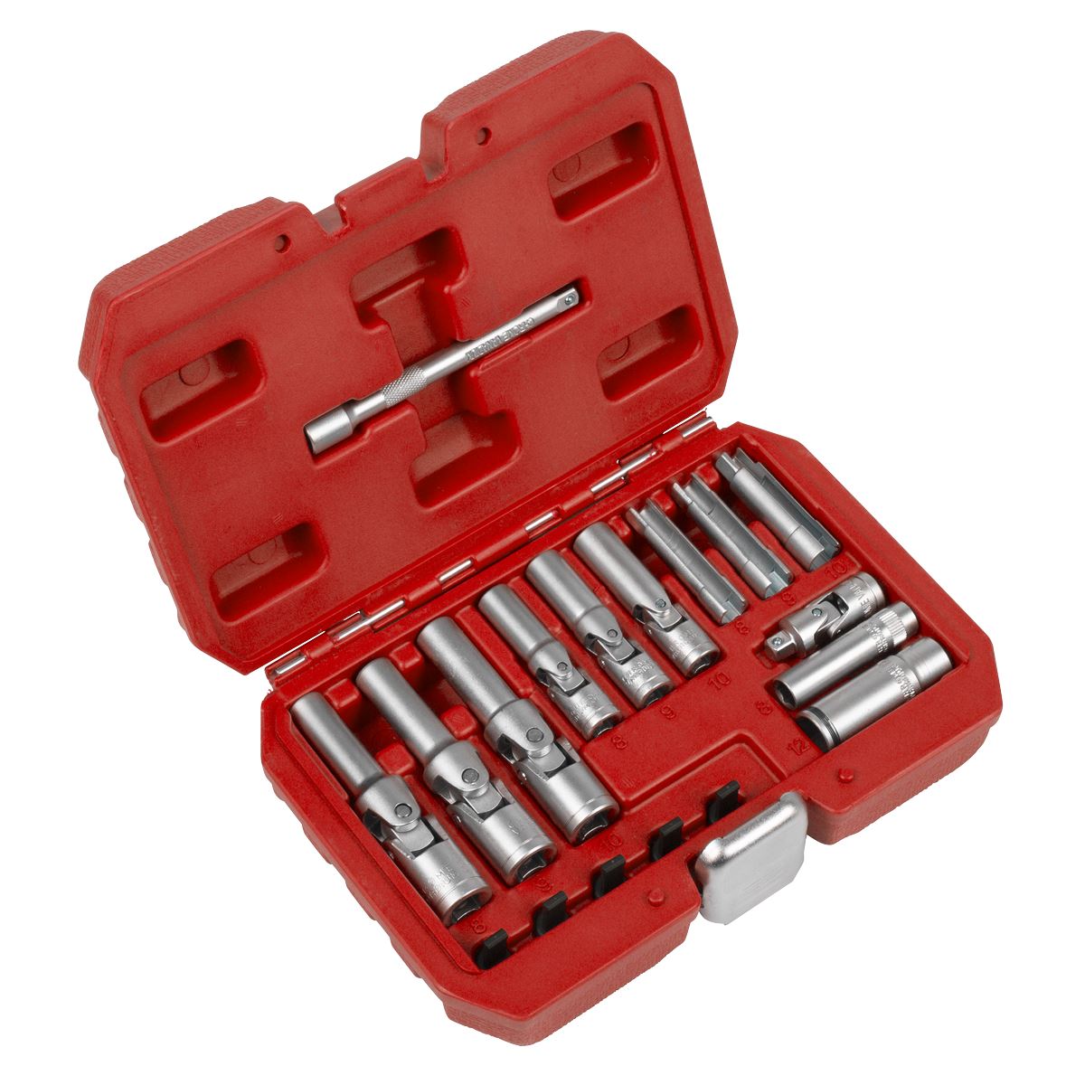 Sealey Glow Plug Socket Set 18pc 1/4"Sq & 3/8"Sq Drive  White Rose Tools