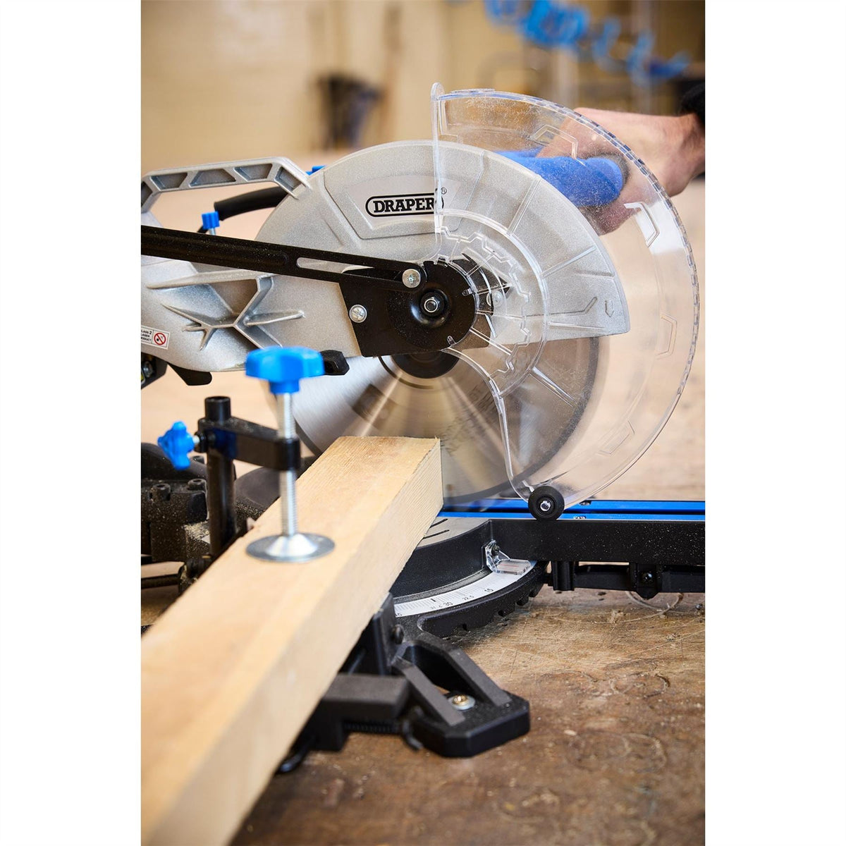 Draper 230V Sliding Compound Mitre Saw 255mm 1800W 90170  White Rose Tools