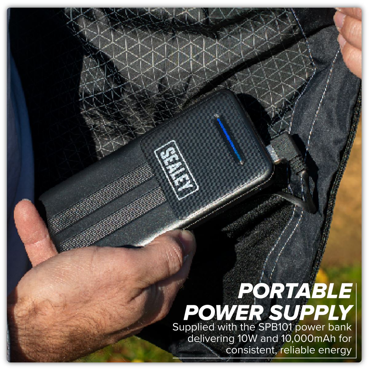 Sealey 5V Heated Rain Jacket with Power Bank 20Ah - Medium