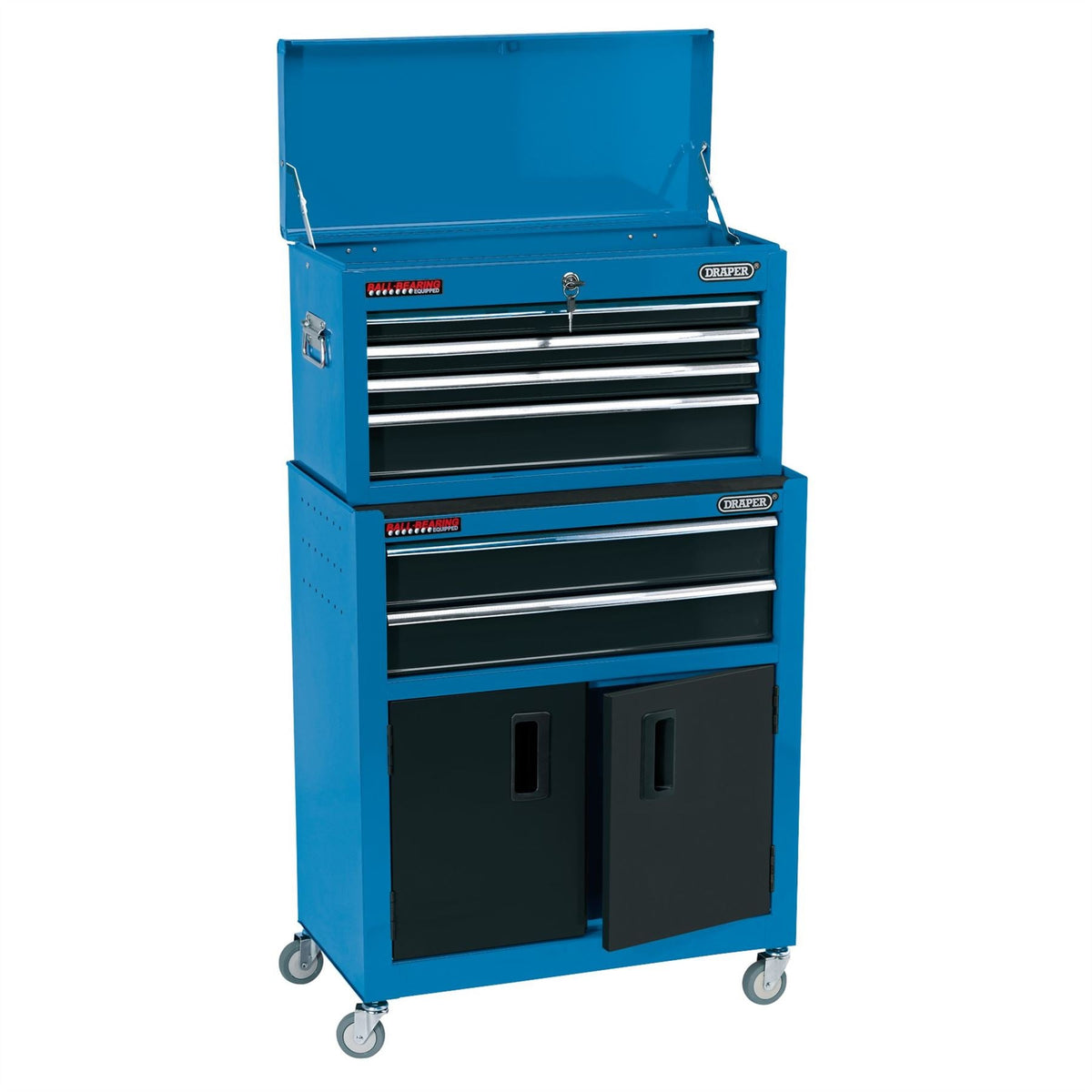 Draper Combined Roller Cabinet and Tool Chest 6 Drawer 24" Blue 19563  White Rose Tools