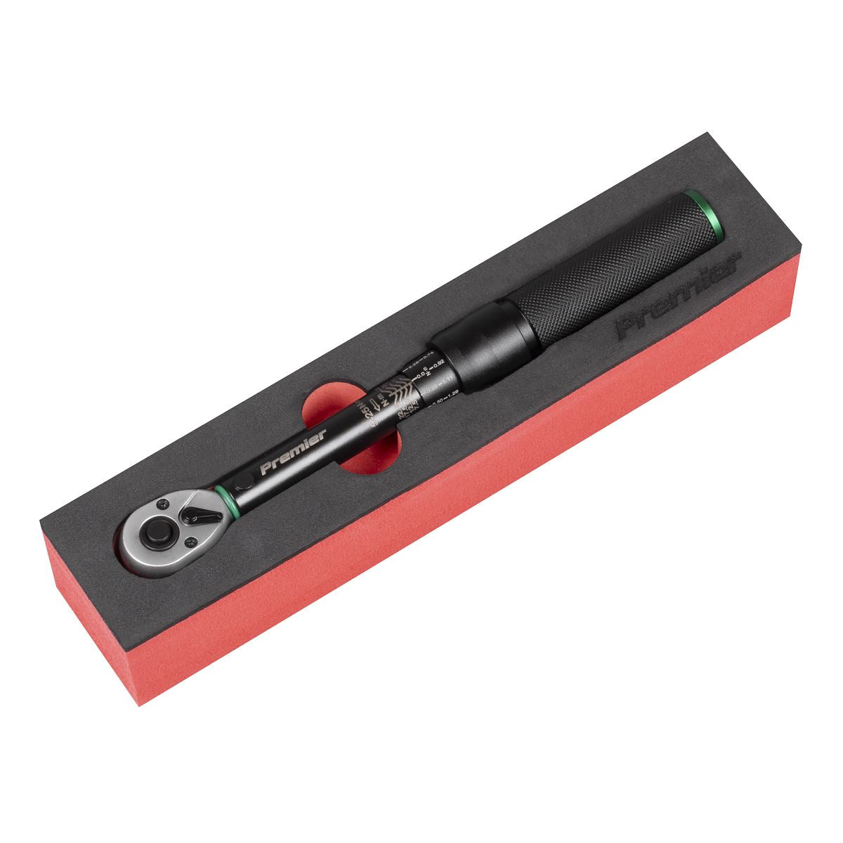 Sealey Premier Black Torque Wrench Micrometer Style 1/4"Sq Drive Calibrated 5-25Nm - Premier Black  White Rose Tools