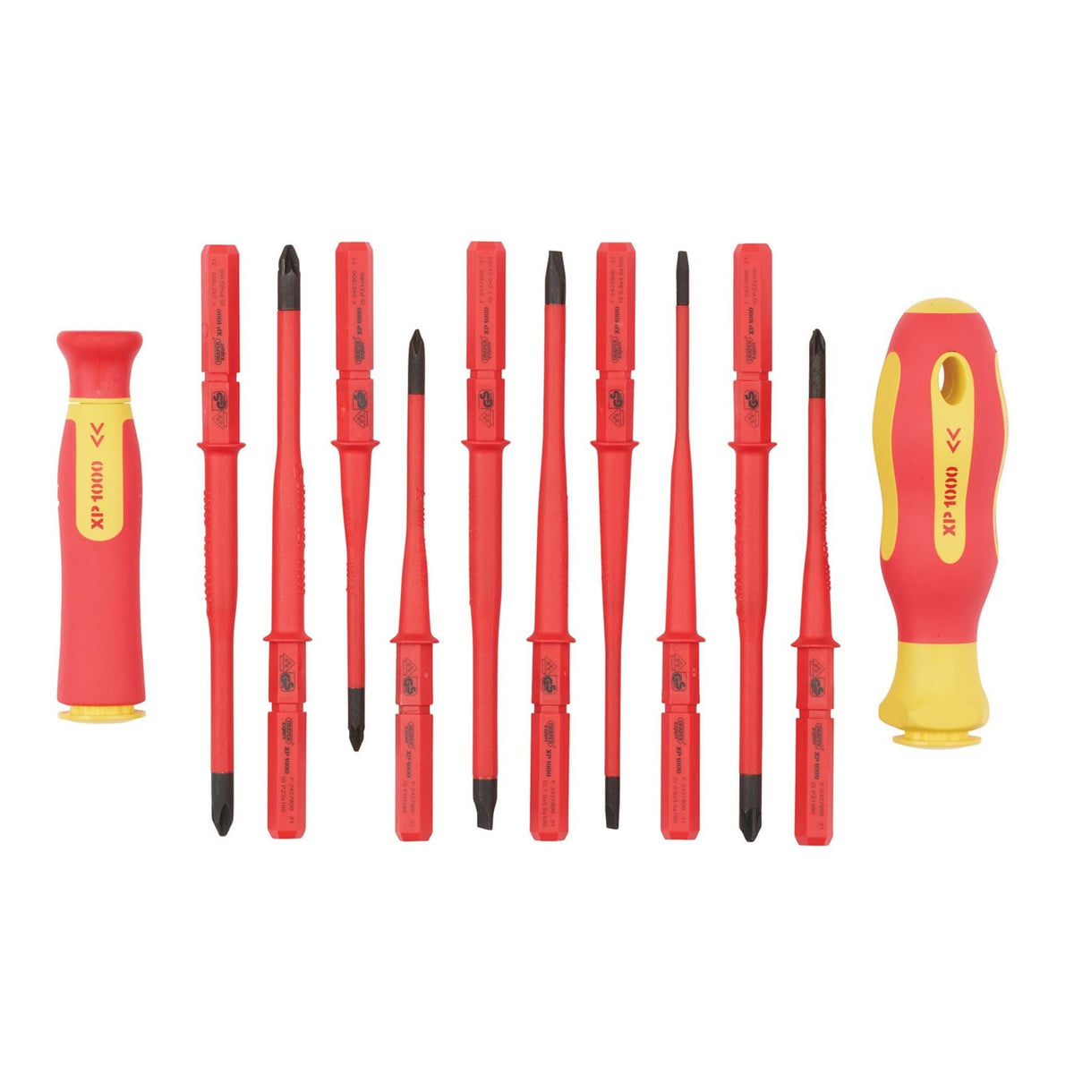 Draper XP1000 VDE Slimline Interchangeable Screwdriver Set (12 Piece) 70867  White Rose Tools