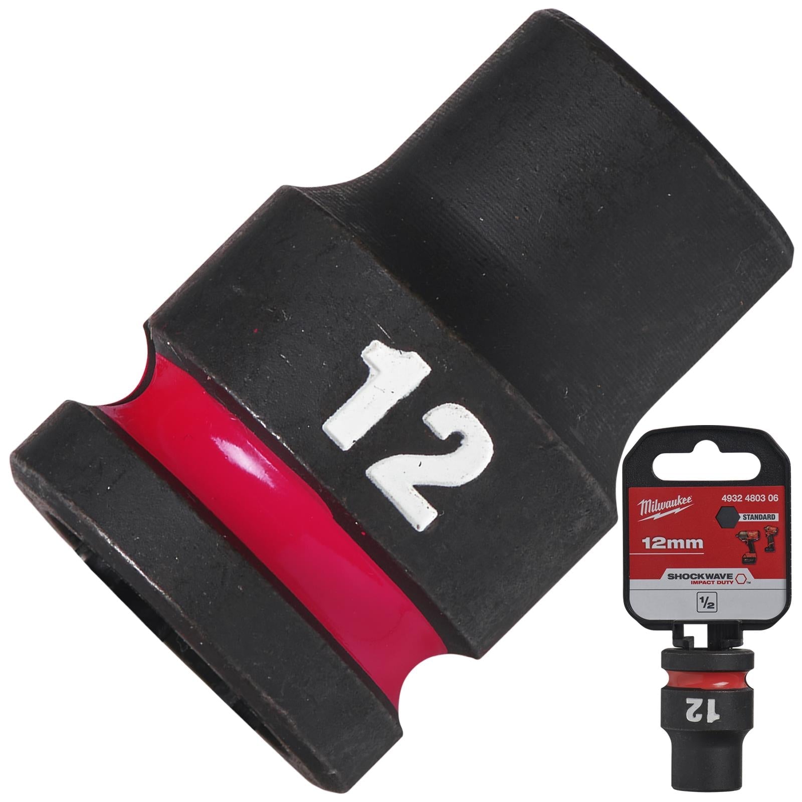 Milwaukee Impact Sockets Standard 1/2" Drive 8-32mm SHOCKWAVE Impact Duty 