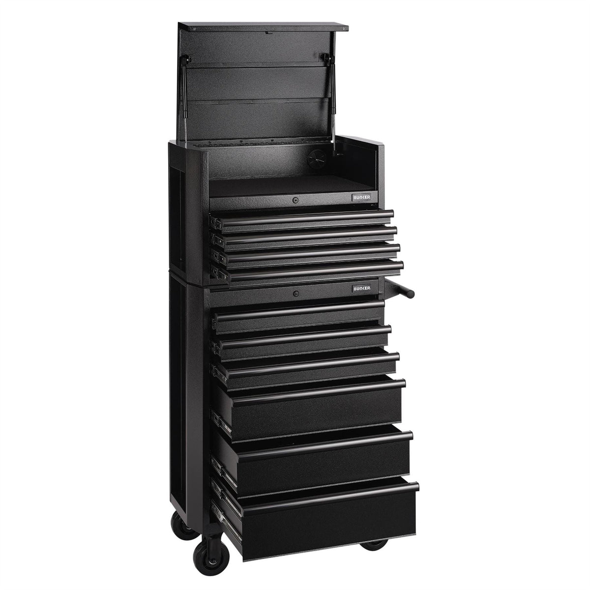 BUNKER 10 Drawer Combined Roller Cabinet and Tool Chest 26" Black 24247  White Rose Tools