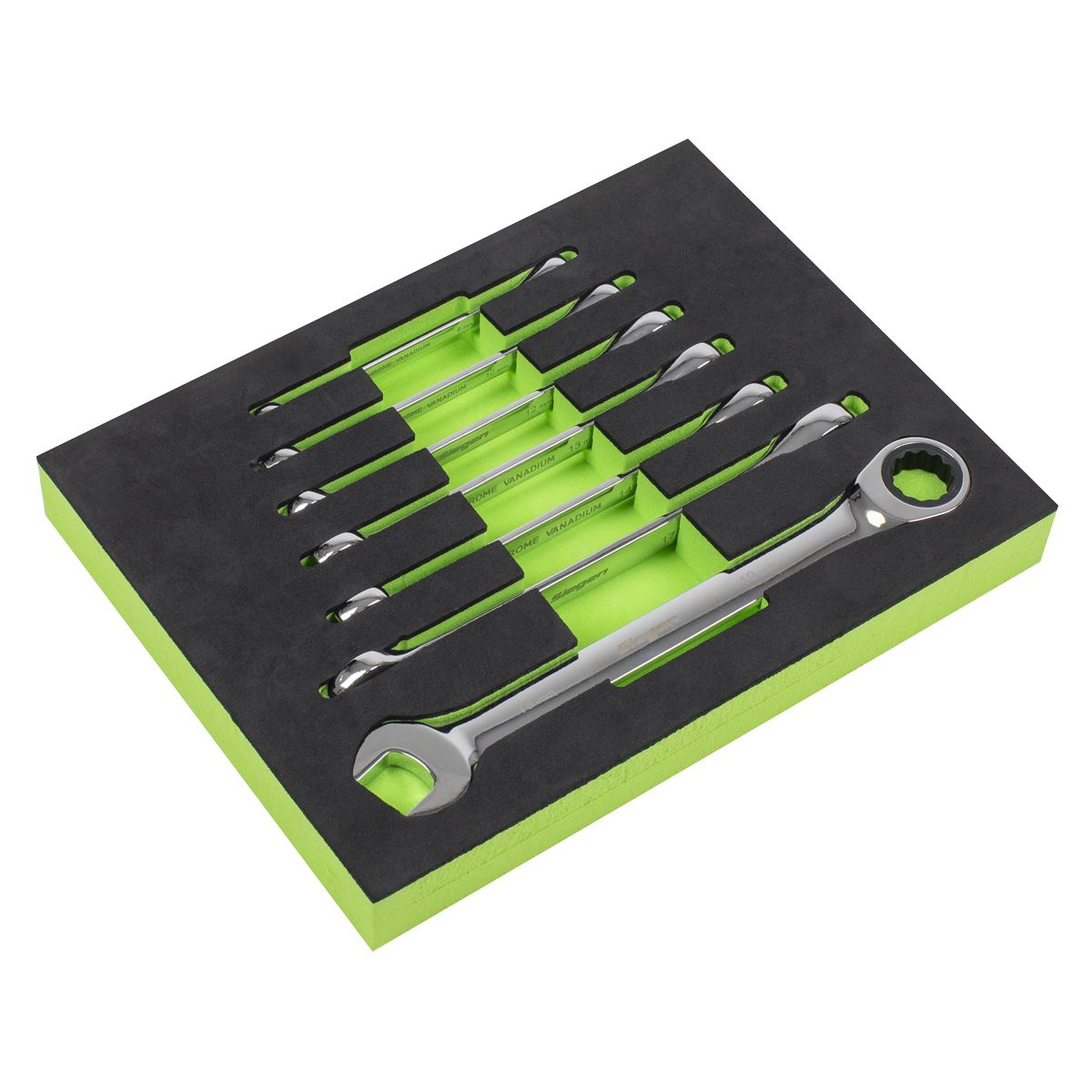 Siegen by Sealey Ratchet Combination Spanner Set 7pc Metric