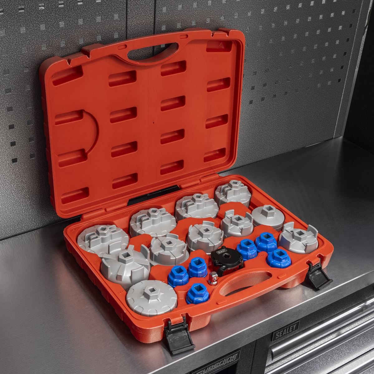 Sealey Oil Filter Cap Wrench Set 19pc  White Rose Tools