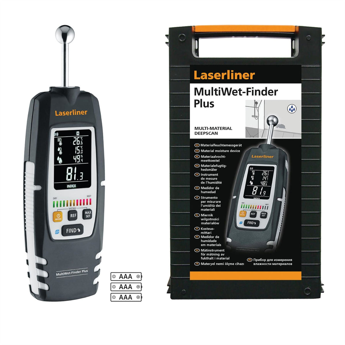 Laserliner 082.091A MultiWet-Finder Plus Material Moisture Measuring Device 31946  White Rose Tools