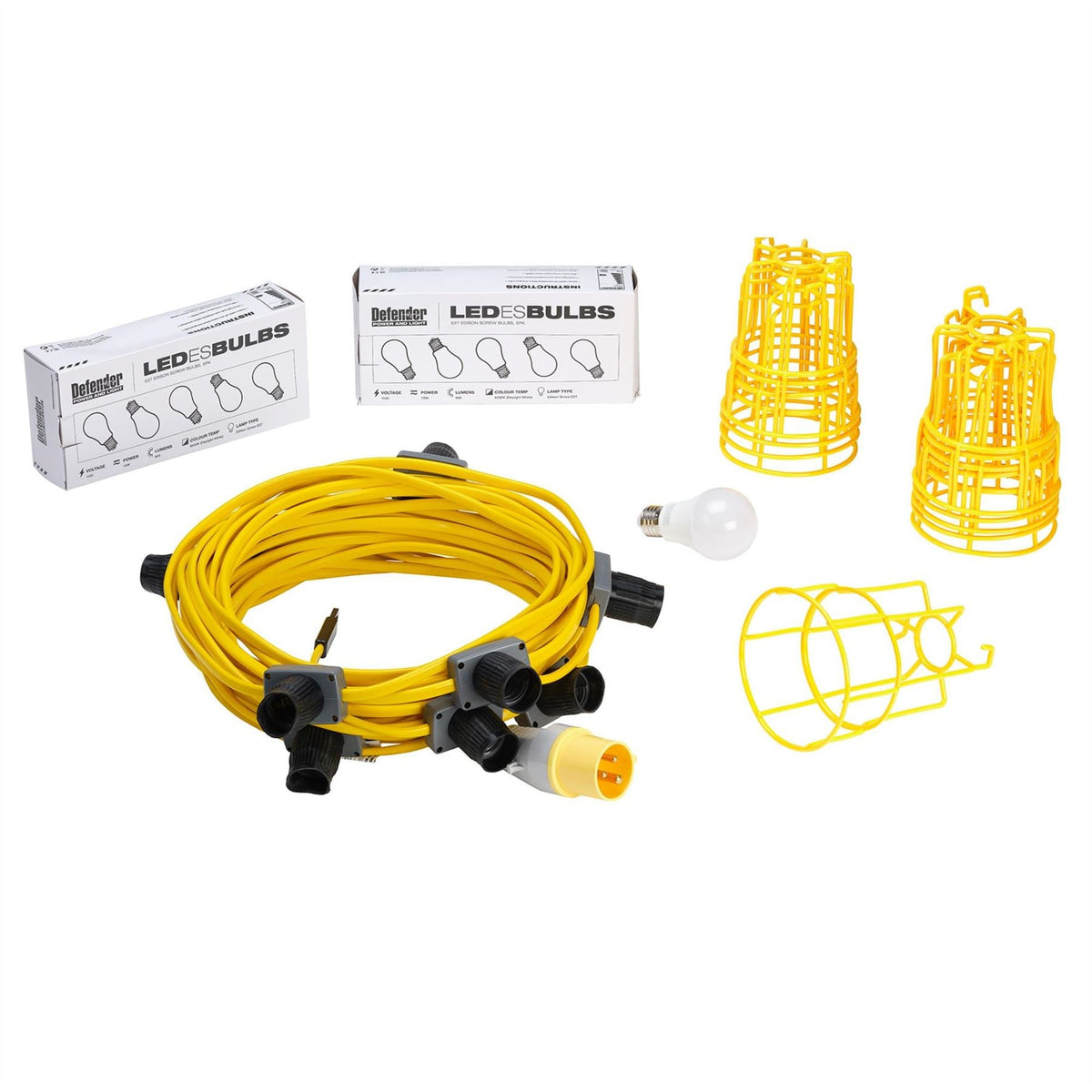 Defender E89811 110V 100W LED ES Festoon Kit 22m 34885  White Rose Tools