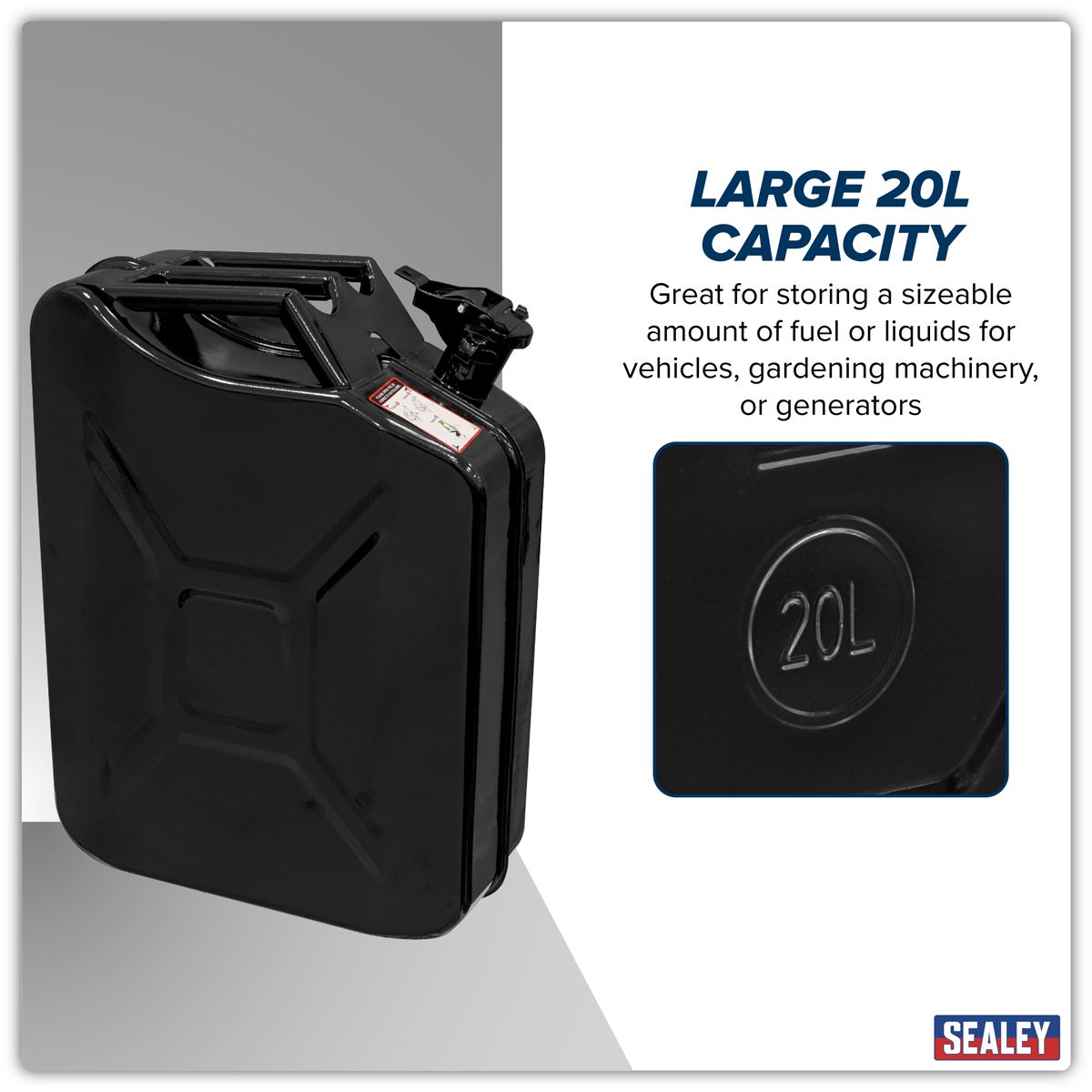 Siegen by Sealey Jerry Can 20L - Black