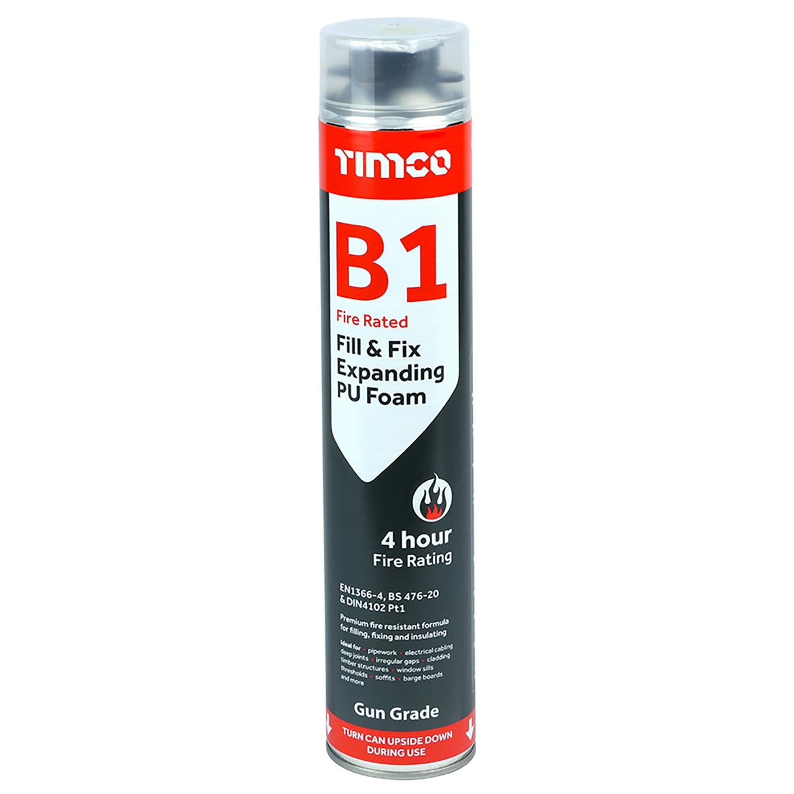 TIMCO B1 Fill and Fix Expanding PU Foam Fire Rated 750ml Can Gun Grade